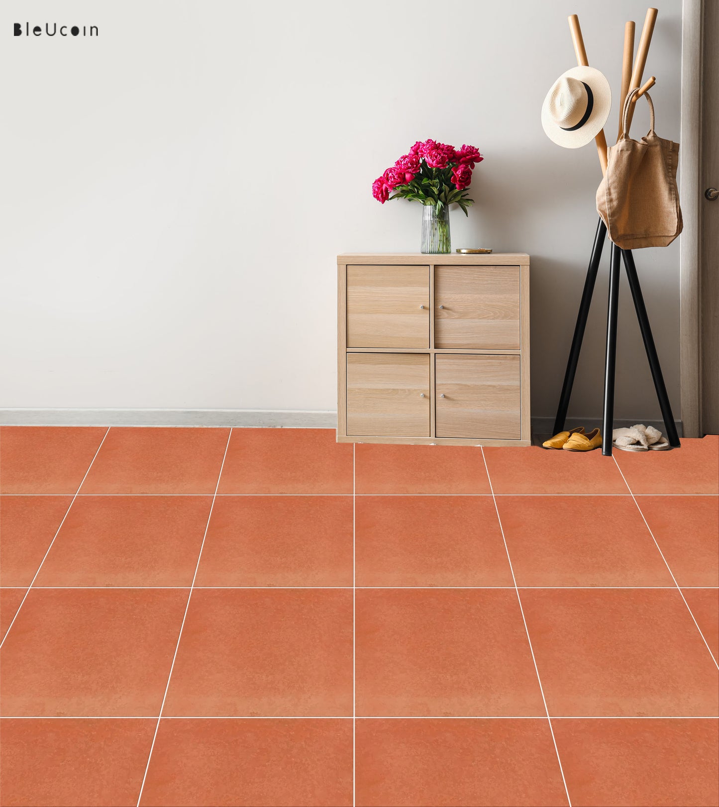 Ginger Premium Peel and Stick Floor Tile Stickers | Removable, Renter friendly with Anti-Slip finish in sturdy 520 microns