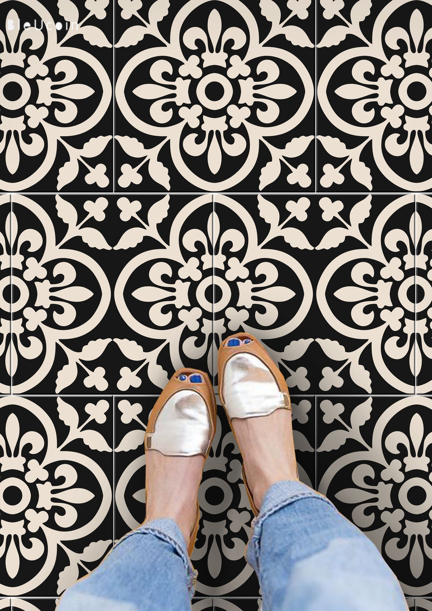 Staggered Encaustic Peel & Stick Tile