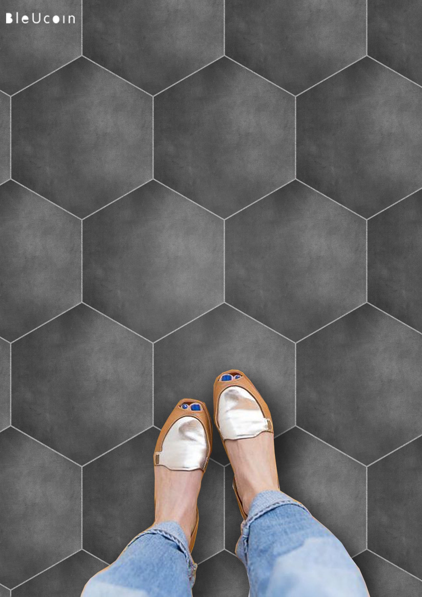 Hexagon Charcoal Peel & Stick Tile Decal