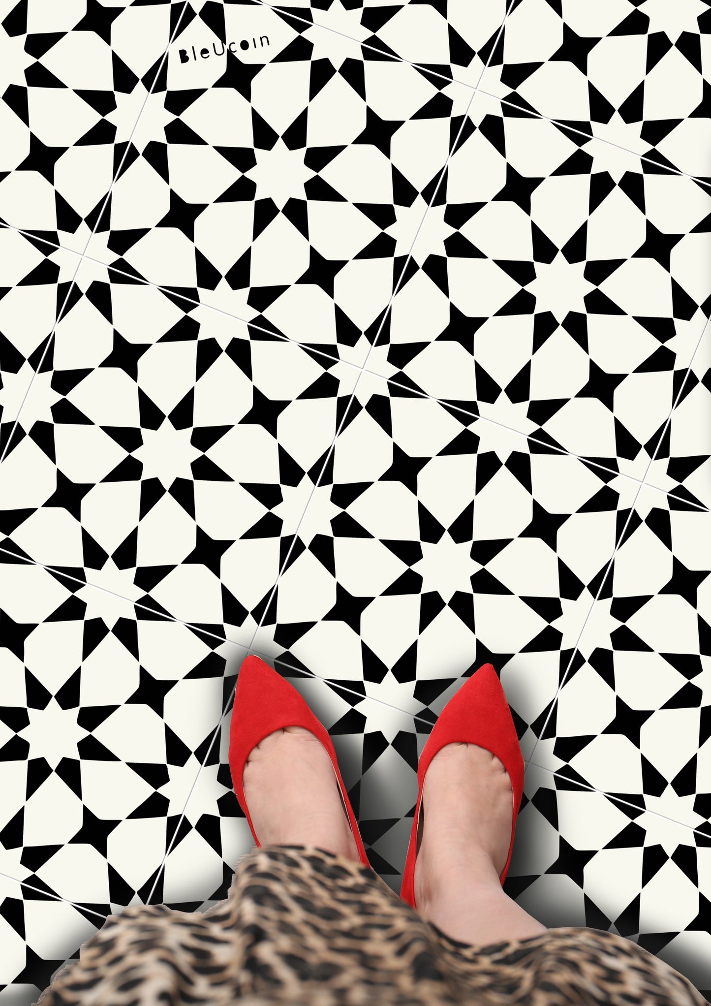 Pacific Black Premium Peel and Stick Floor Tile Stickers | Removable, Renter friendly with Anti-Slip finish in sturdy 520 microns