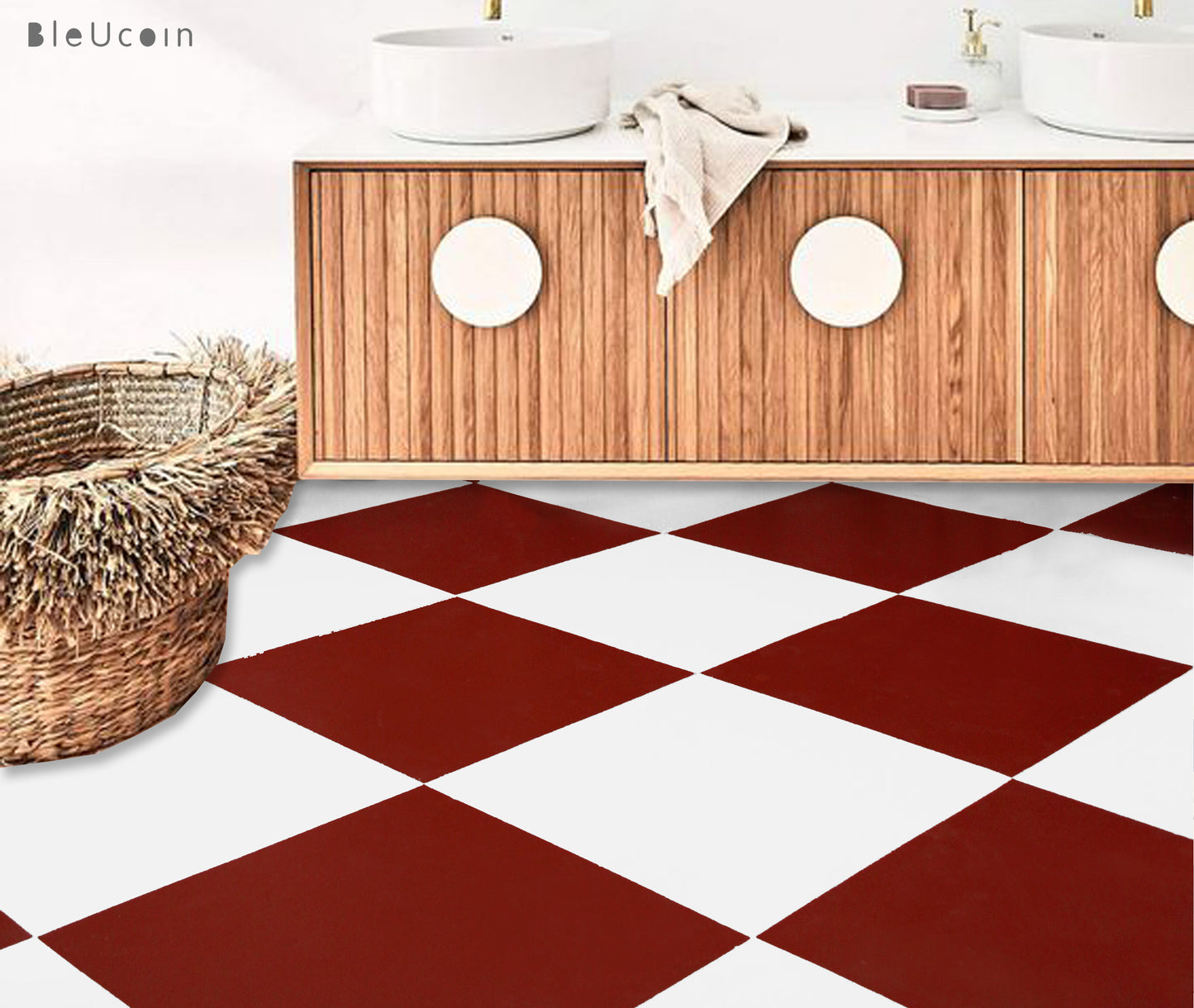 Sangria & off-White Checker Peel & Stick Tile