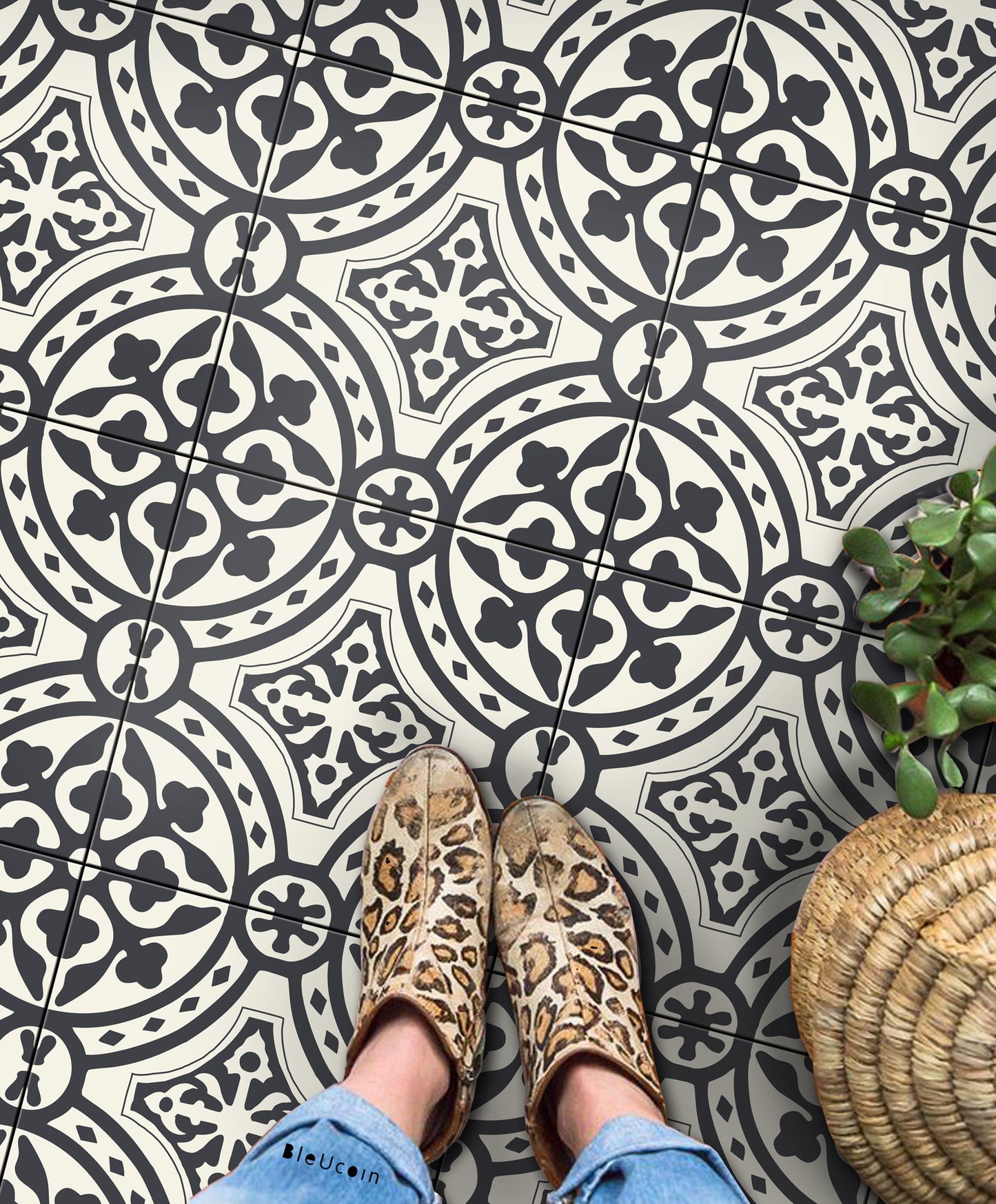 Loures Grey Premium Peel and Stick Floor Tile Stickers | Removable, Renter friendly with Anti-Slip finish in sturdy 520 microns