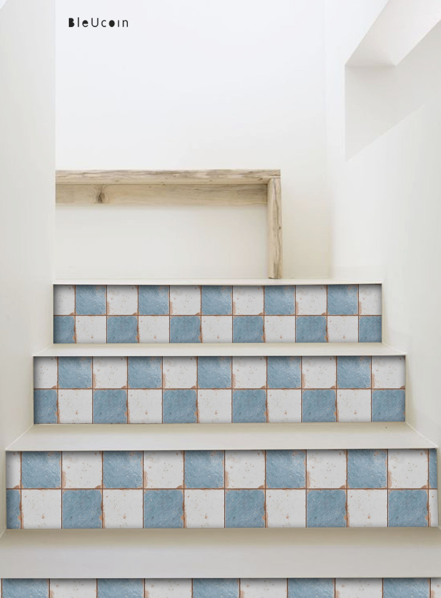 Vintage Weathered Ocean & Off-white Checker Peel & Stick Tile