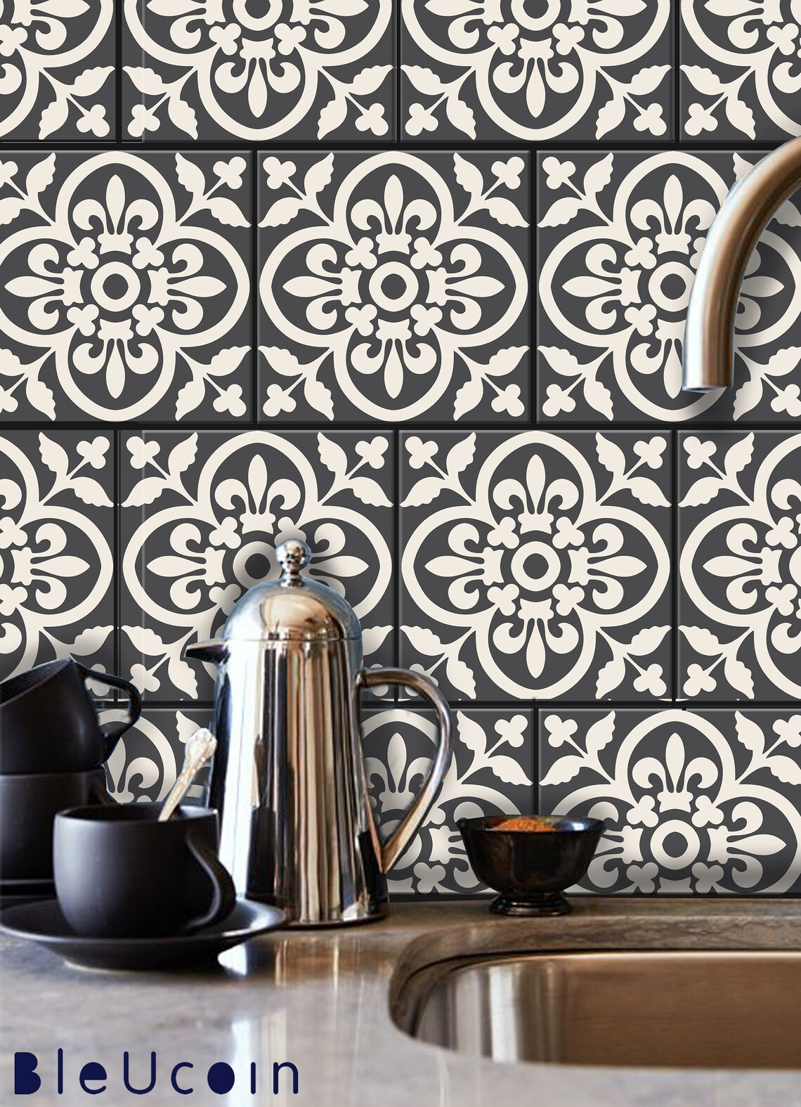 Staggered Encaustic Peel & Stick Tile