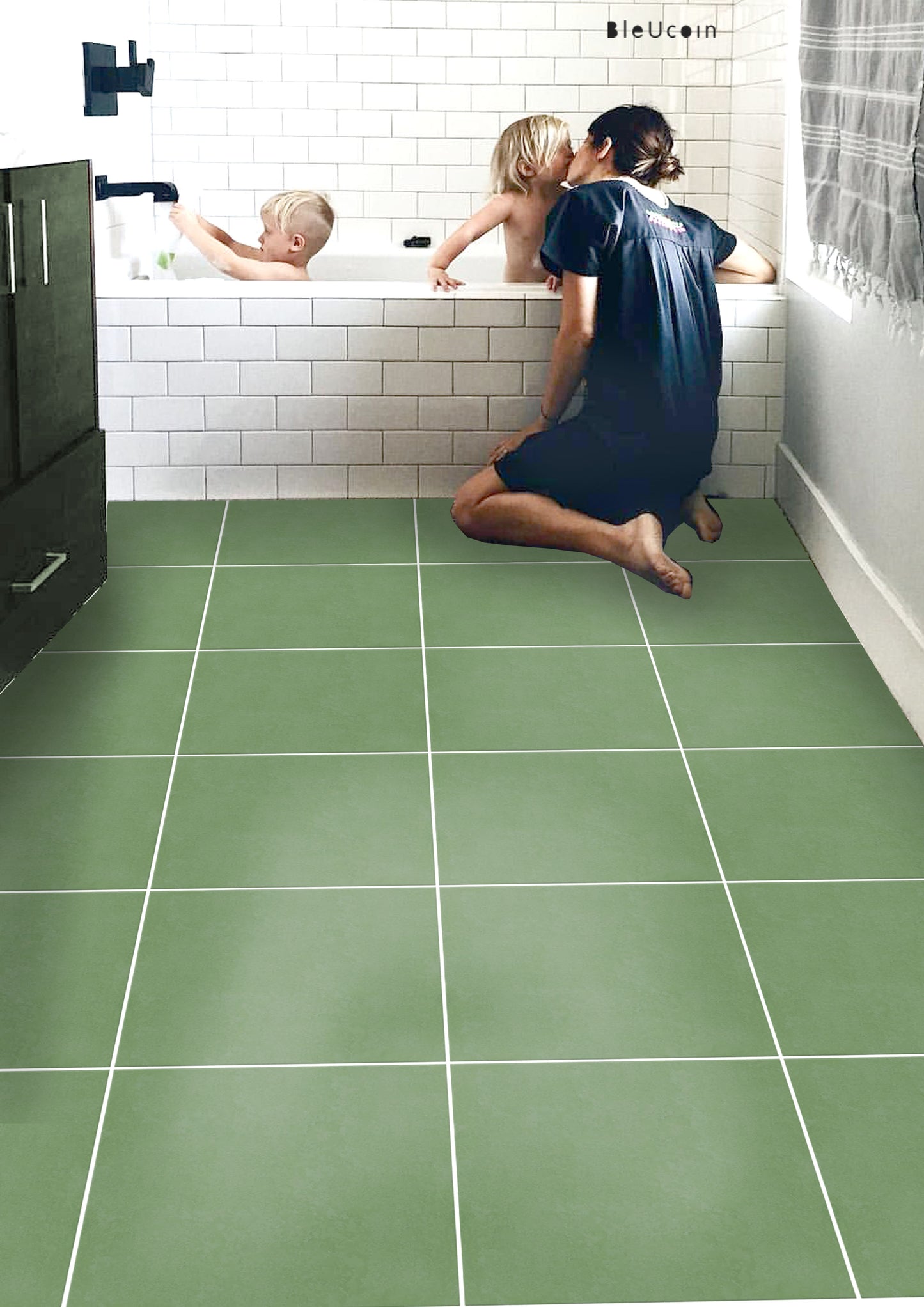 Sage Premium Peel and Stick Floor Tile Stickers | Removable, Renter friendly with Anti-Slip finish in sturdy 520 microns