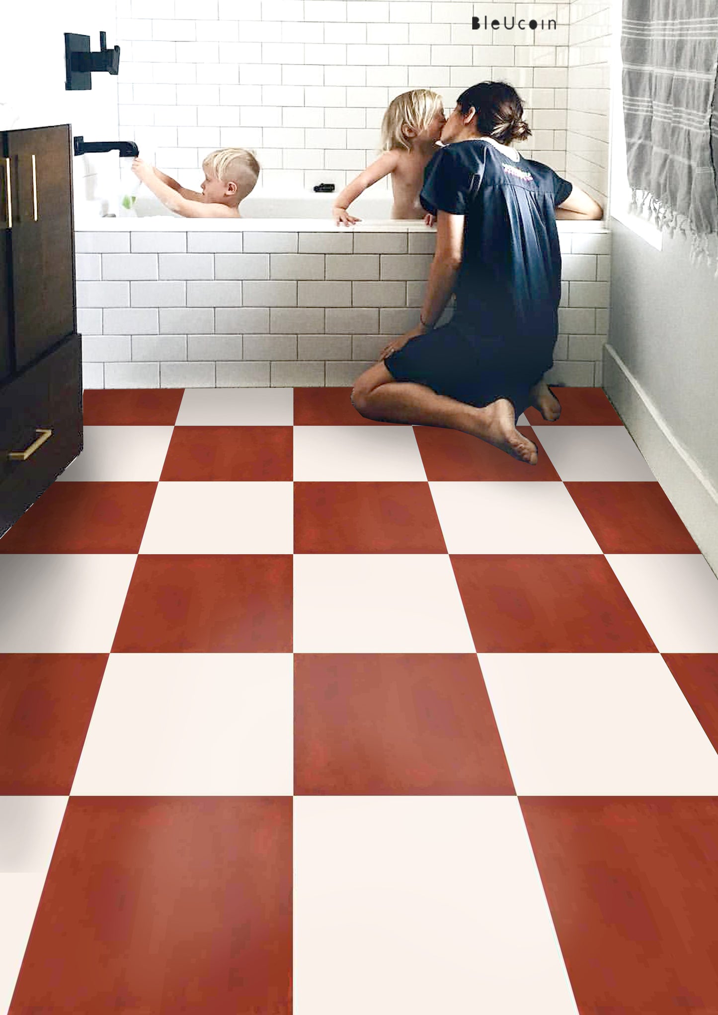 Petra & Off White Checker Peel & Stick Tile