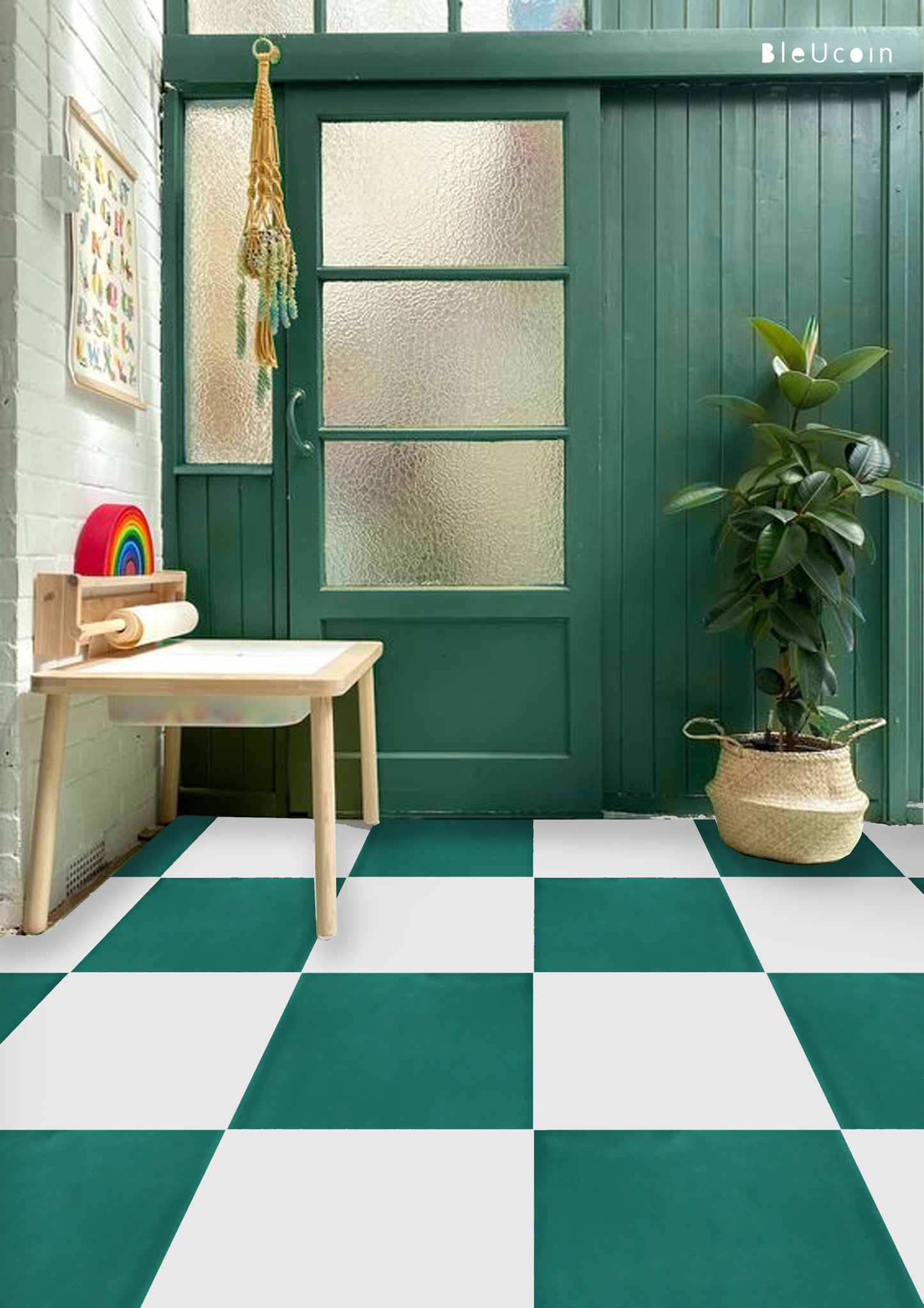 Como & off-White Checker Peel & Stick Anti-Slip Flooring