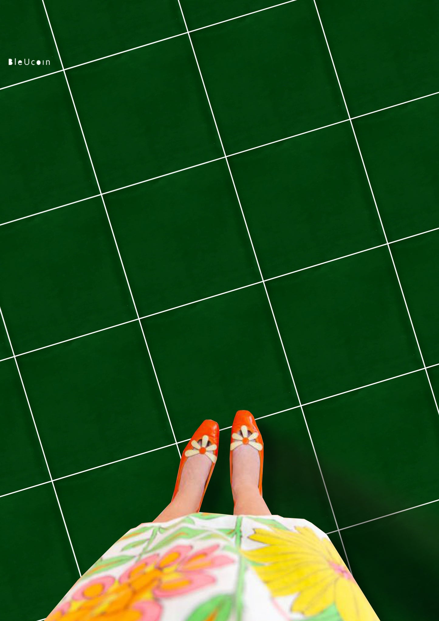 Moss Green Premium Peel and Stick Floor Tile Stickers | Removable, Renter friendly with Anti-Slip finish in sturdy 520 microns