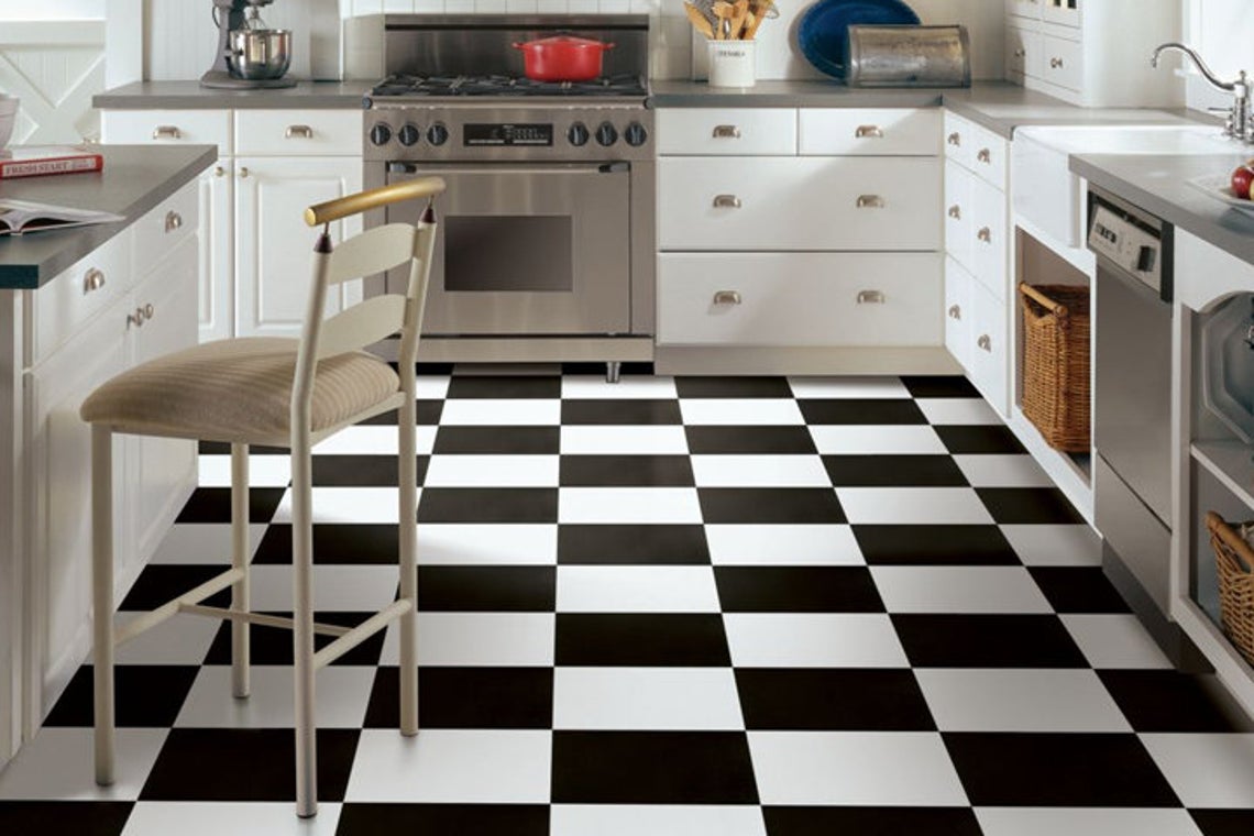 Black & White Checker Peel & Stick Anti-Slip Flooring