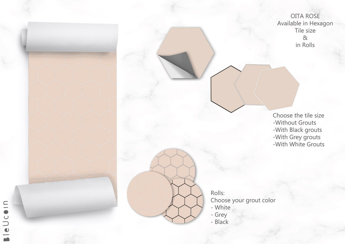 Blush Hexagon Peel & Stick Tile Decal