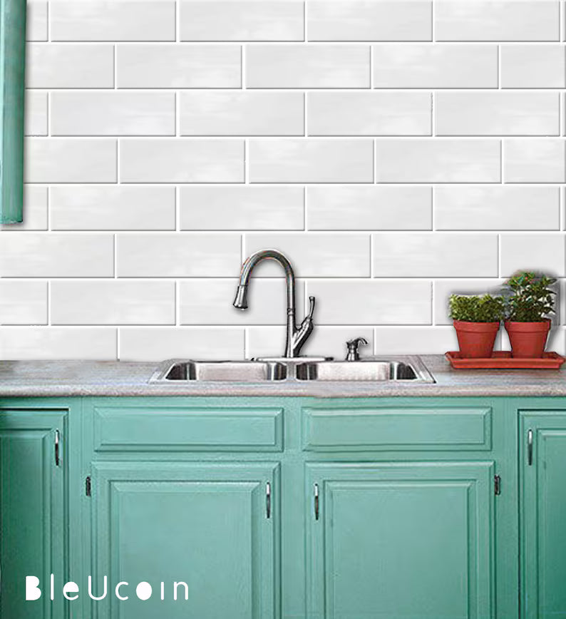 Weathered White Subway Peel & Stick Tile