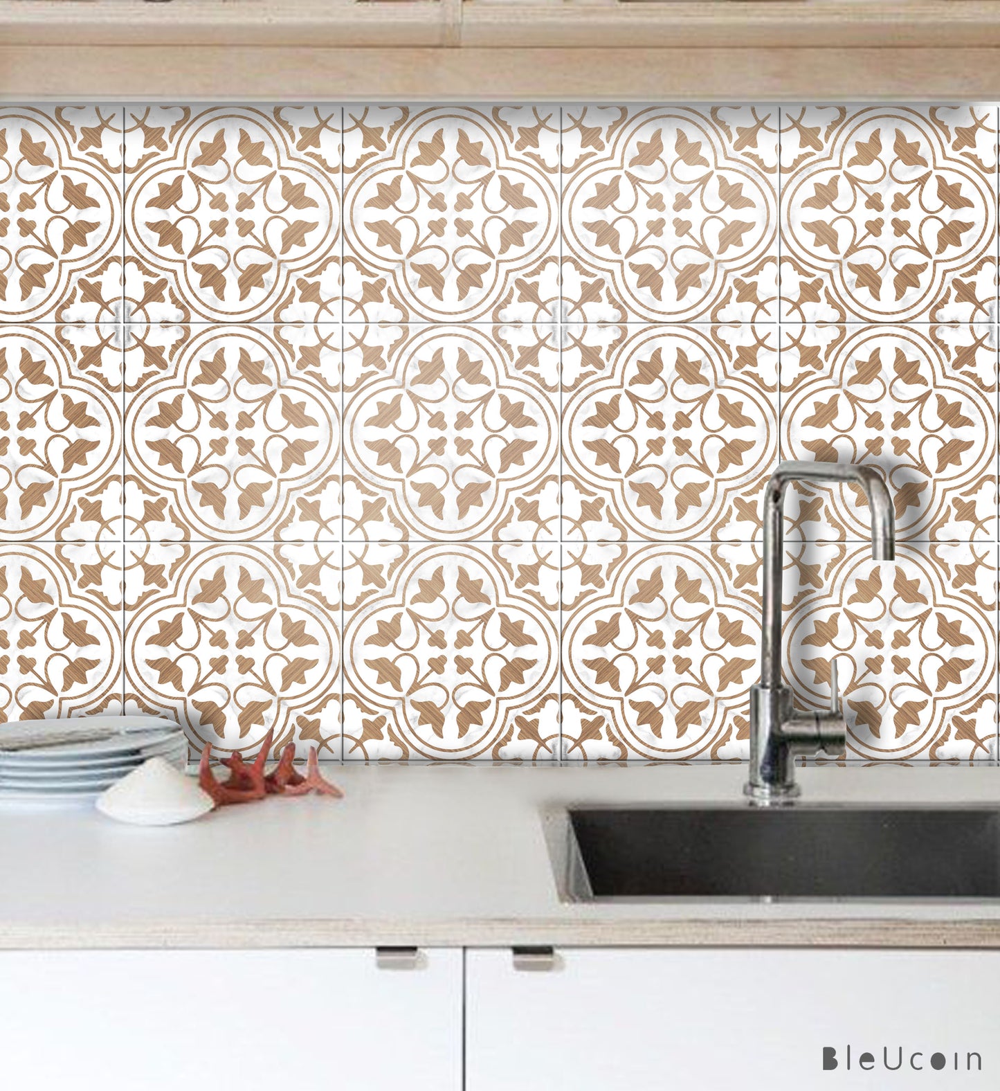 Marseille Premium Peel and Stick Floor Tile Stickers | Removable, Renter friendly with Anti-Slip finish in sturdy 520 microns