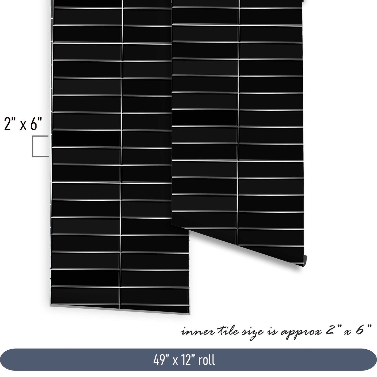 Lyon Black Kitkat Subway Peel & Stick Tile