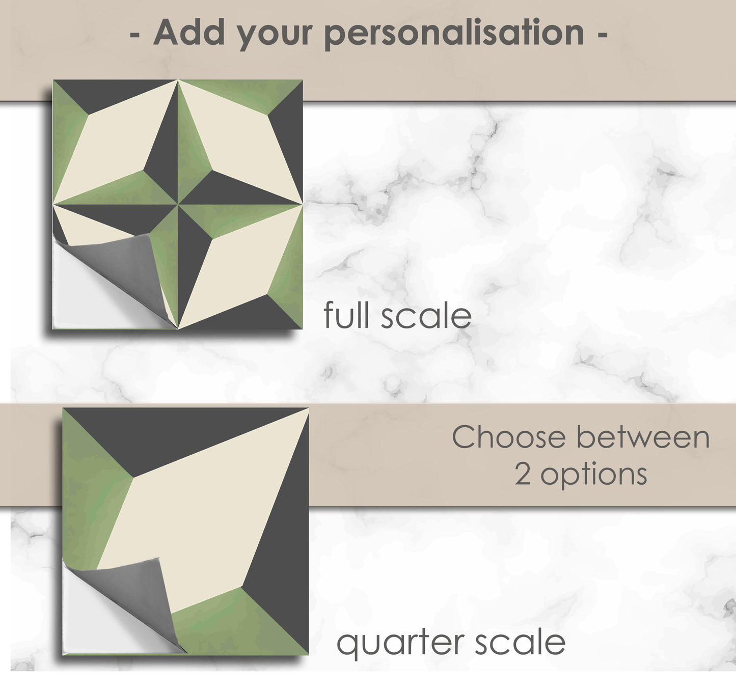 Charleston Sage Premium Peel and Stick Floor Tile Stickers | Removable, Renter friendly with Anti-Slip finish in sturdy 520 microns