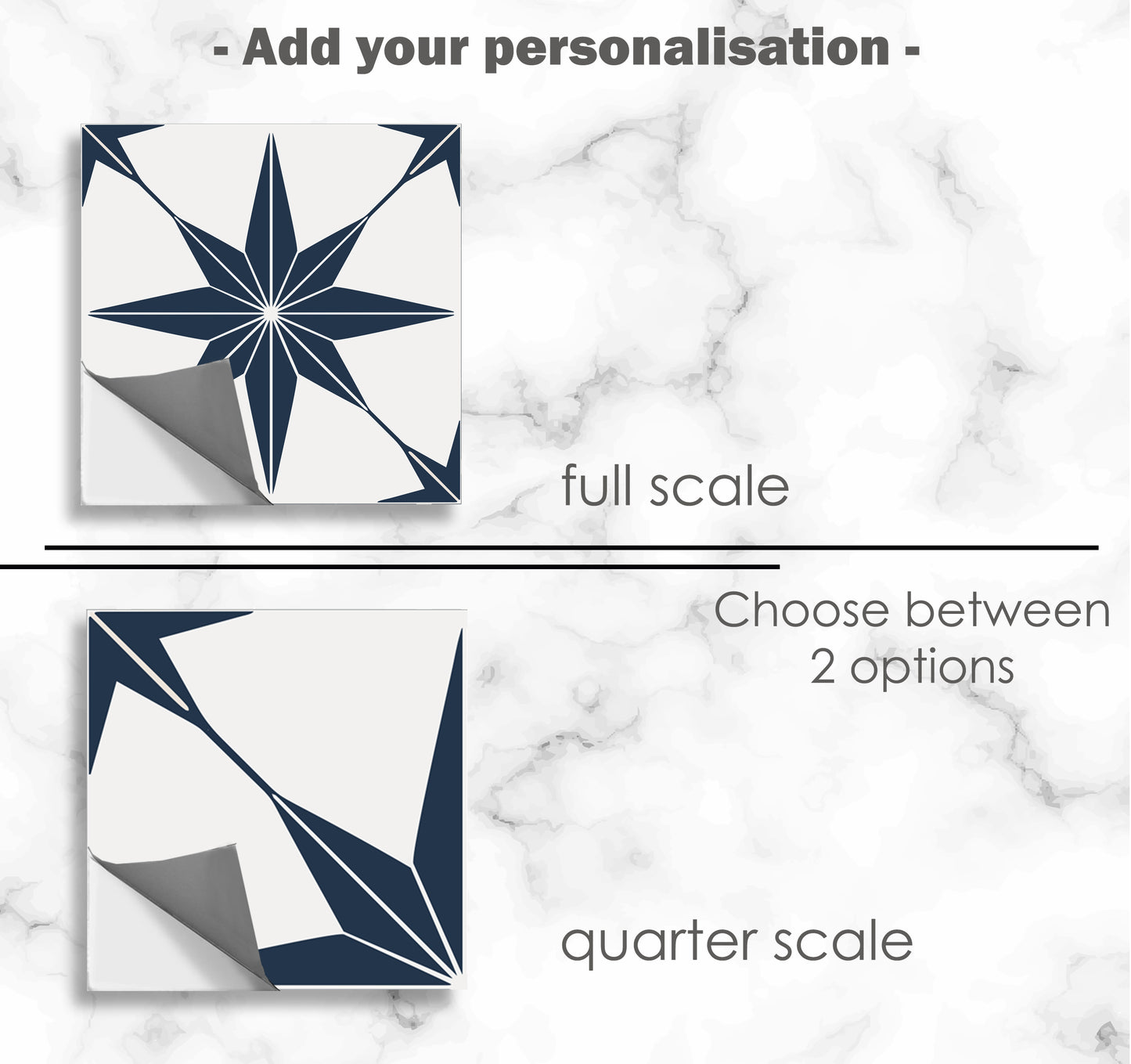 Positano Navy Premium Peel and Stick Floor Tile Stickers | Removable, Renter friendly with Anti-Slip finish in sturdy 520 microns