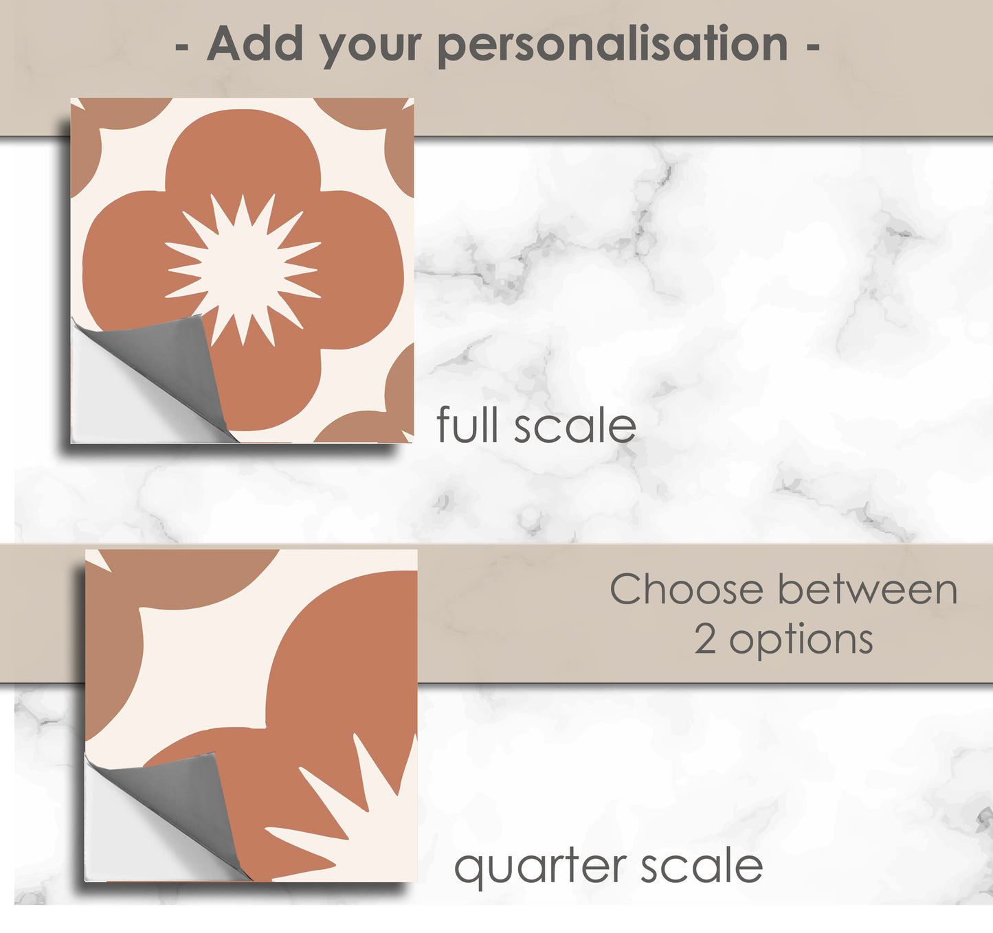 Sakura Terracotta Premium Peel and Stick Floor Tile Stickers | Removable, Renter friendly with Anti-Slip finish in sturdy 500 microns