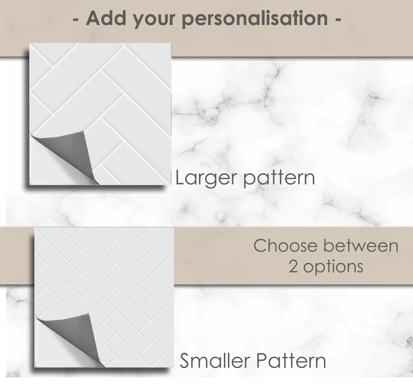 Ivory Herringbone Premium Peel and Stick Floor Tile Stickers | Removable, Renter friendly with Anti-Slip finish in sturdy 520 microns