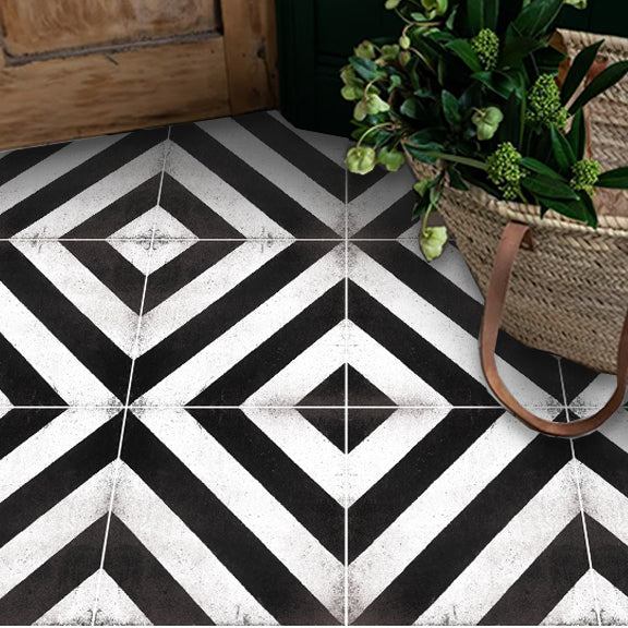 Vatican Vintage Black Premium Peel and Stick Floor Tile Stickers | Removable, Renter friendly with Anti-Slip finish in sturdy 520 microns