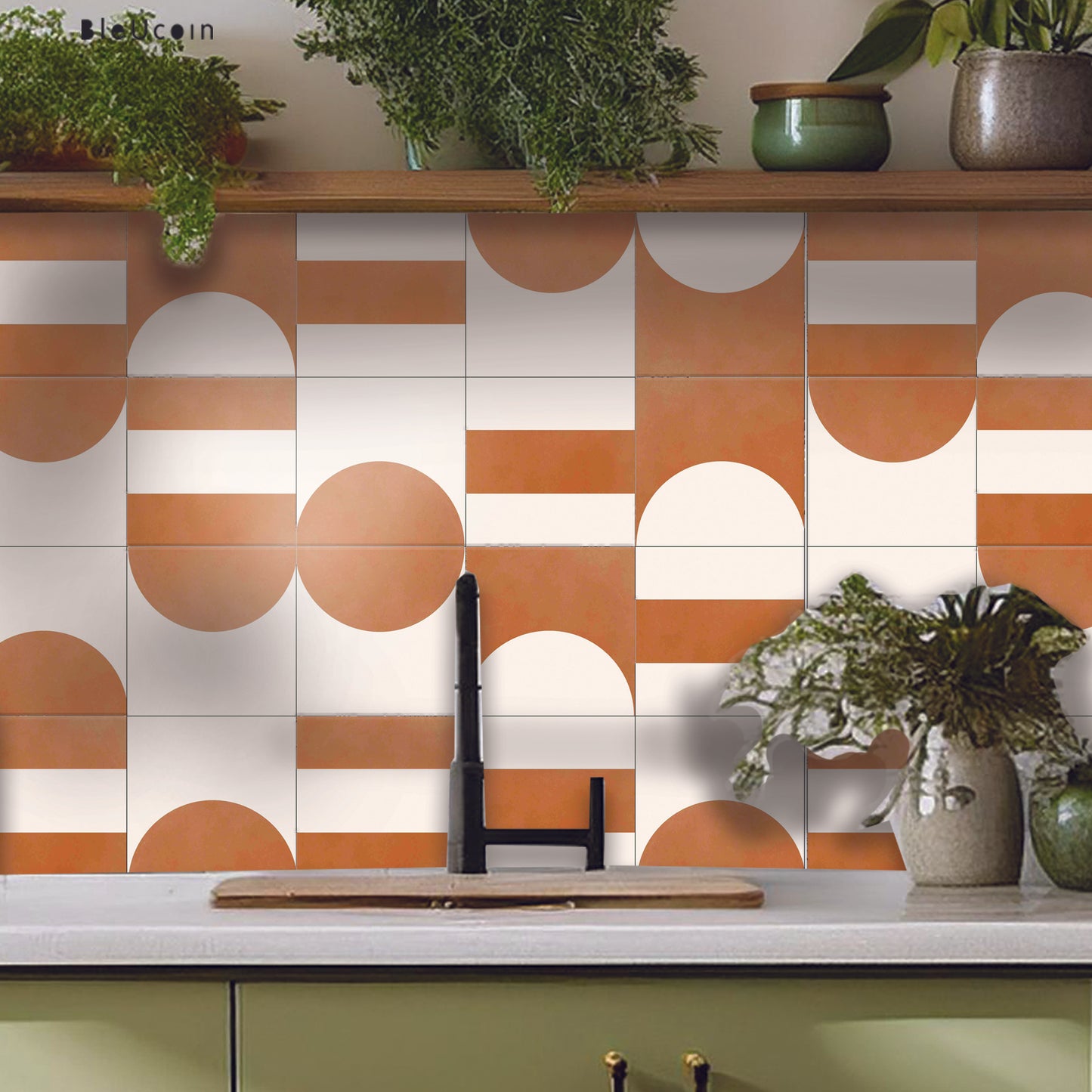 50% DISCOUNT - Mid Mod 6" x 6" - 68 pcs Glossy With Grey Grout