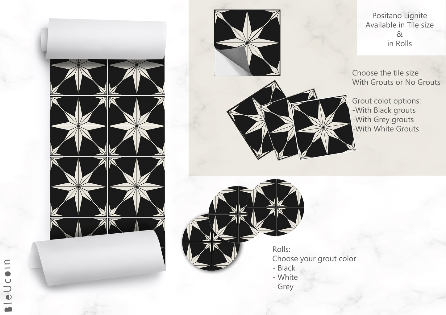 Positano Lignite Premium Peel and Stick Floor Tile Stickers | Removable, Renter friendly with Anti-Slip finish in sturdy 520 microns