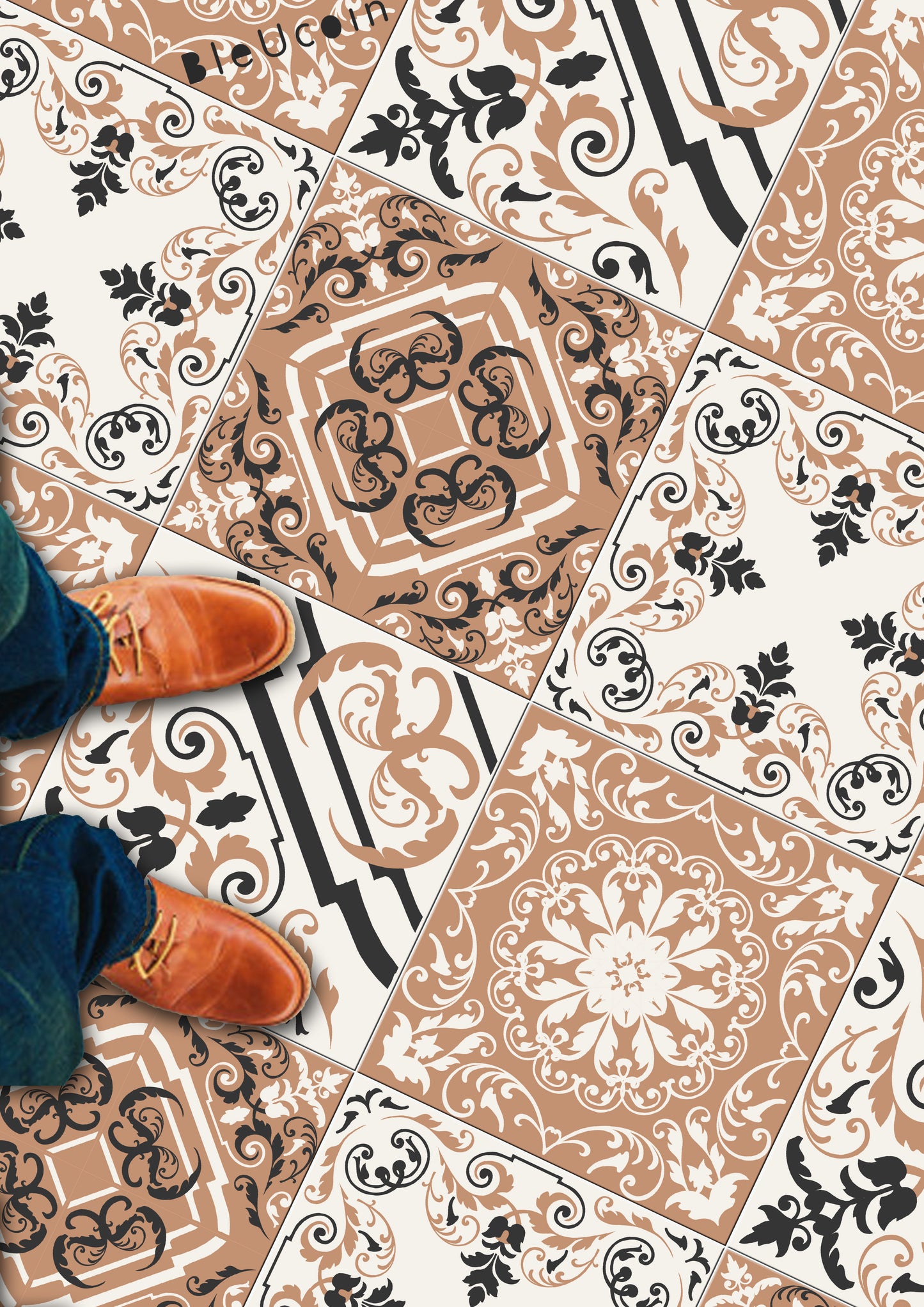 Bern Premium Peel and Stick Floor Tile Stickers | Removable, Renter friendly with Anti-Slip finish in sturdy 520 microns