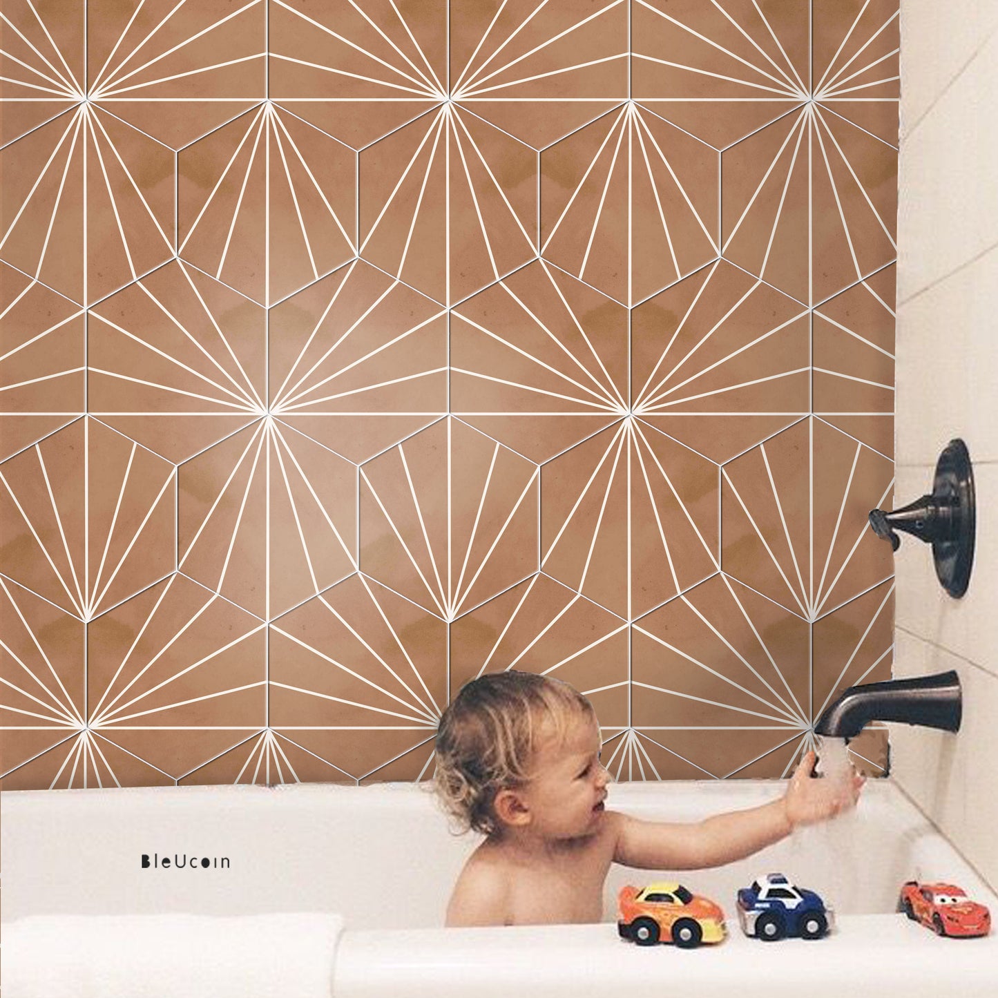 Kobe Terracotta Hexagon Peel & Stick Tile Decal