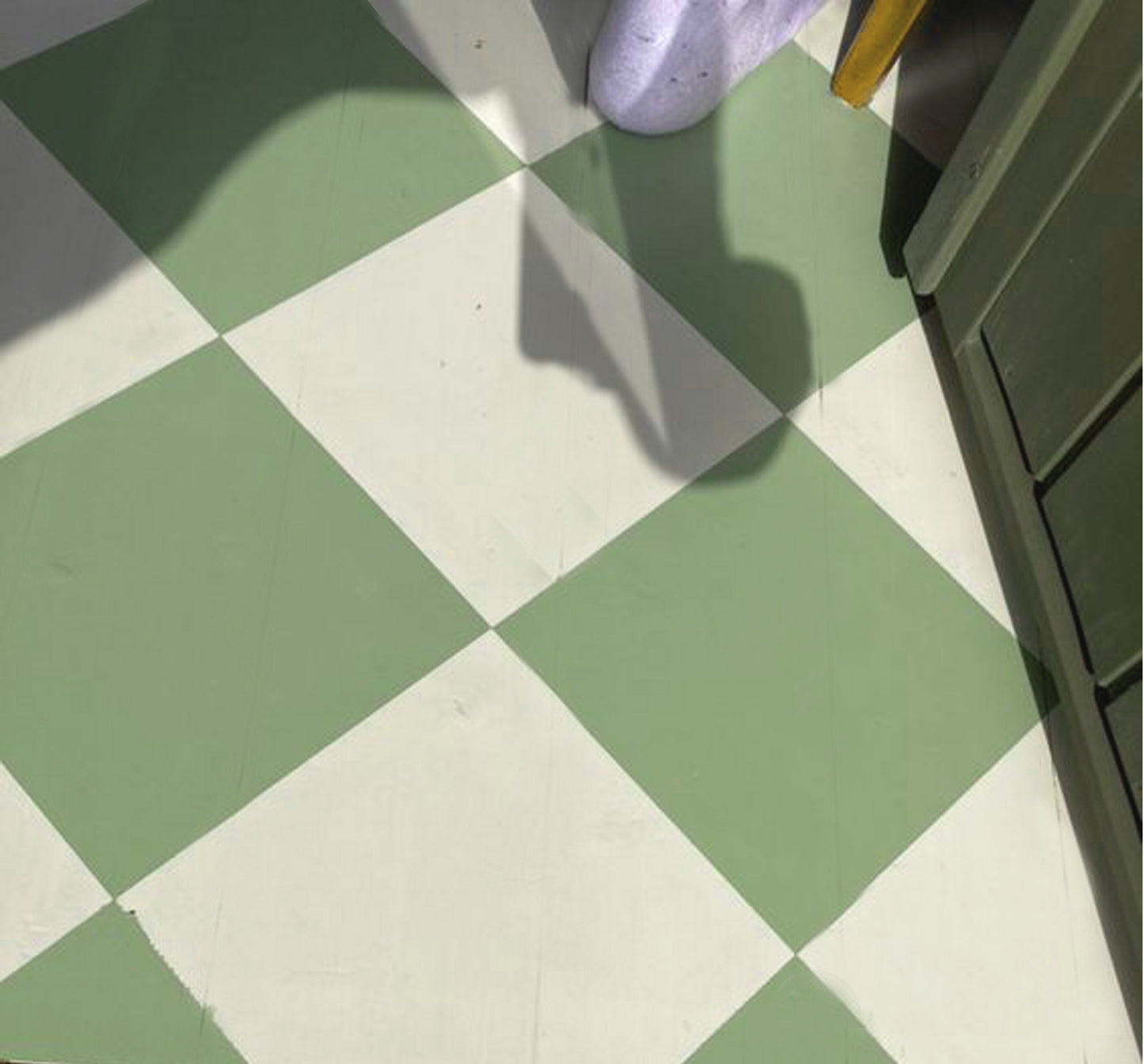 Sage & off- White Checker Peel & Stick Anti-Slip Flooring