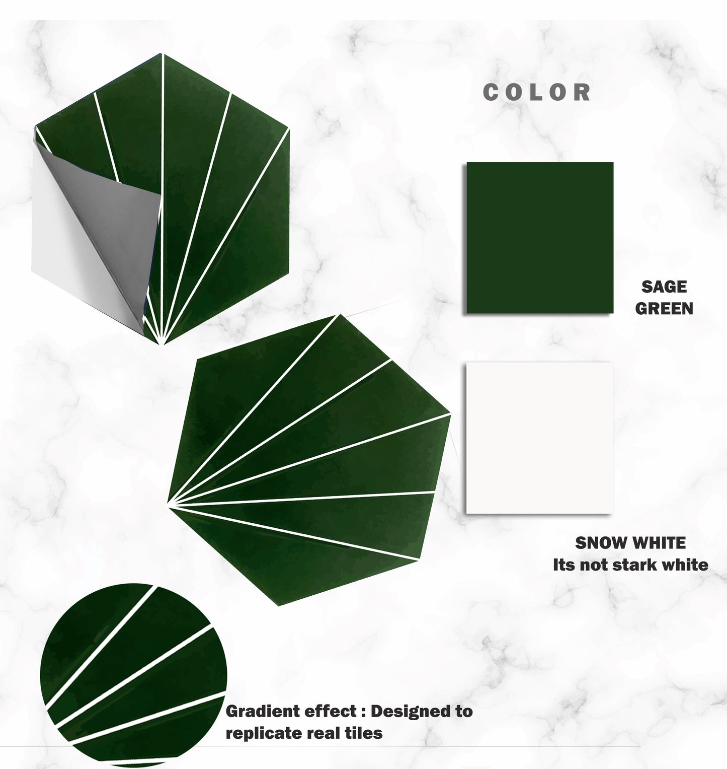 Kobe Sage Hexagon Peel & Stick Tile