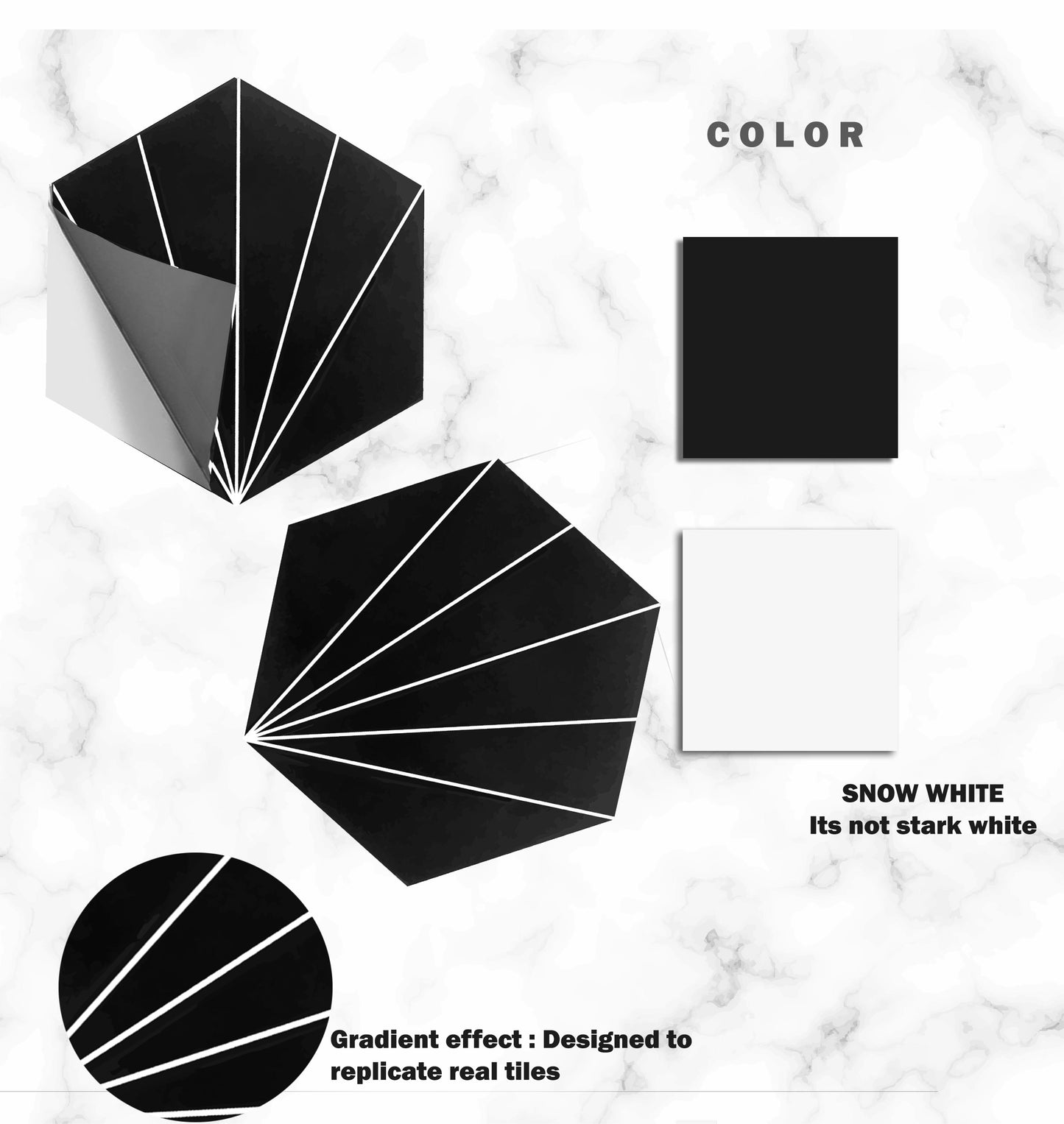 Kobe Black Hexagon Peel & Stick Tile