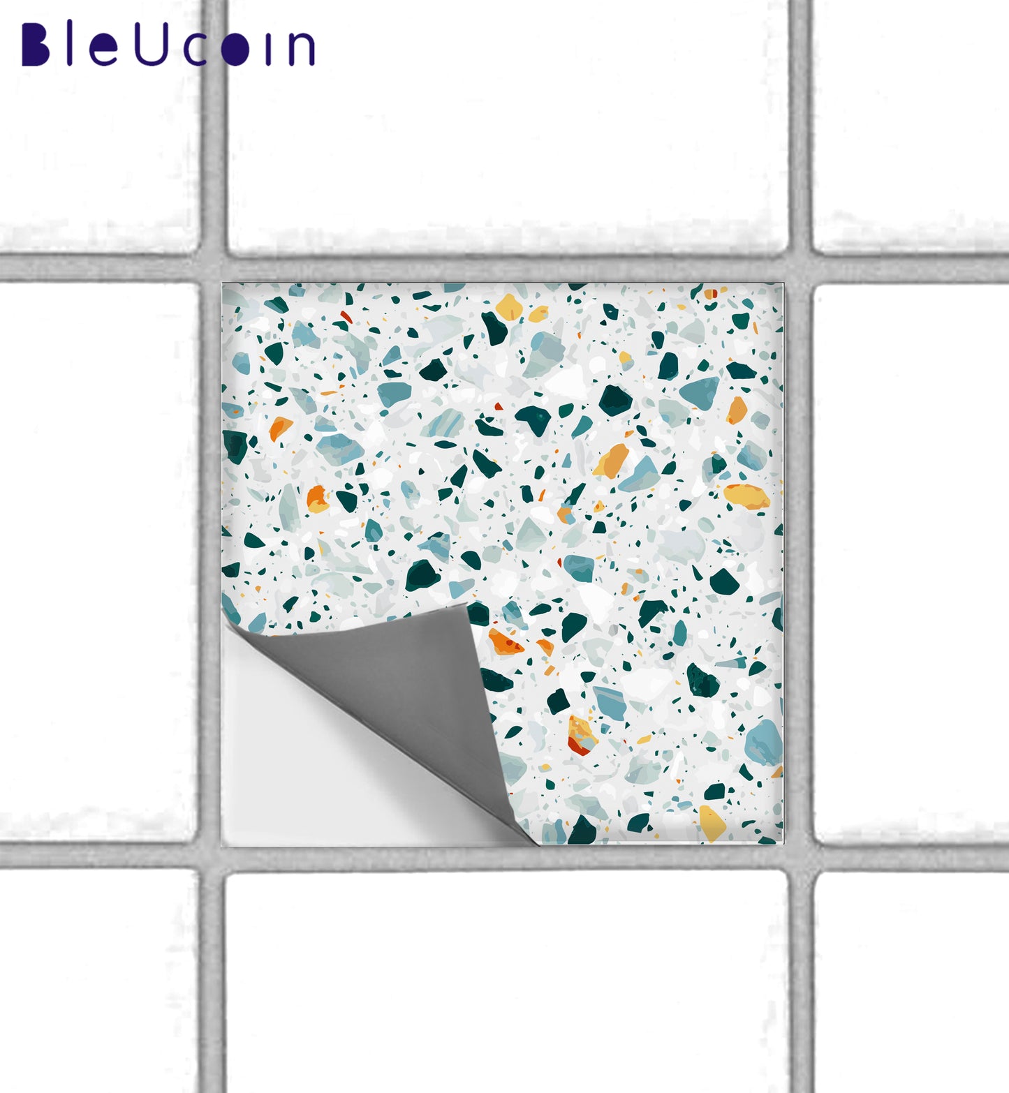 Terrazzo Premium Peel and Stick Floor Tile Stickers | Removable, Renter friendly with Anti-Slip finish in sturdy 520 microns