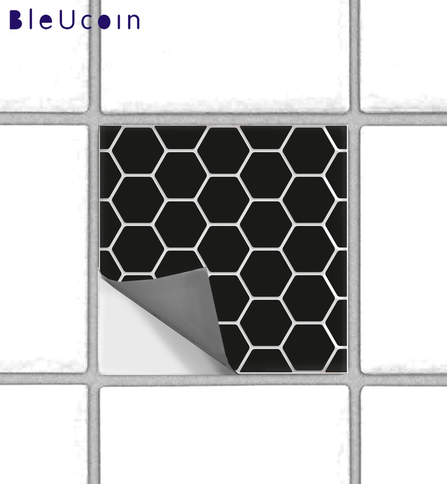 Iwaki Black hexagon peel & stick tile