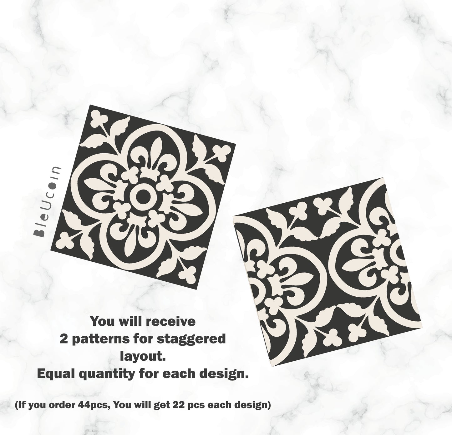 Staggered Encaustic Peel & Stick Tile