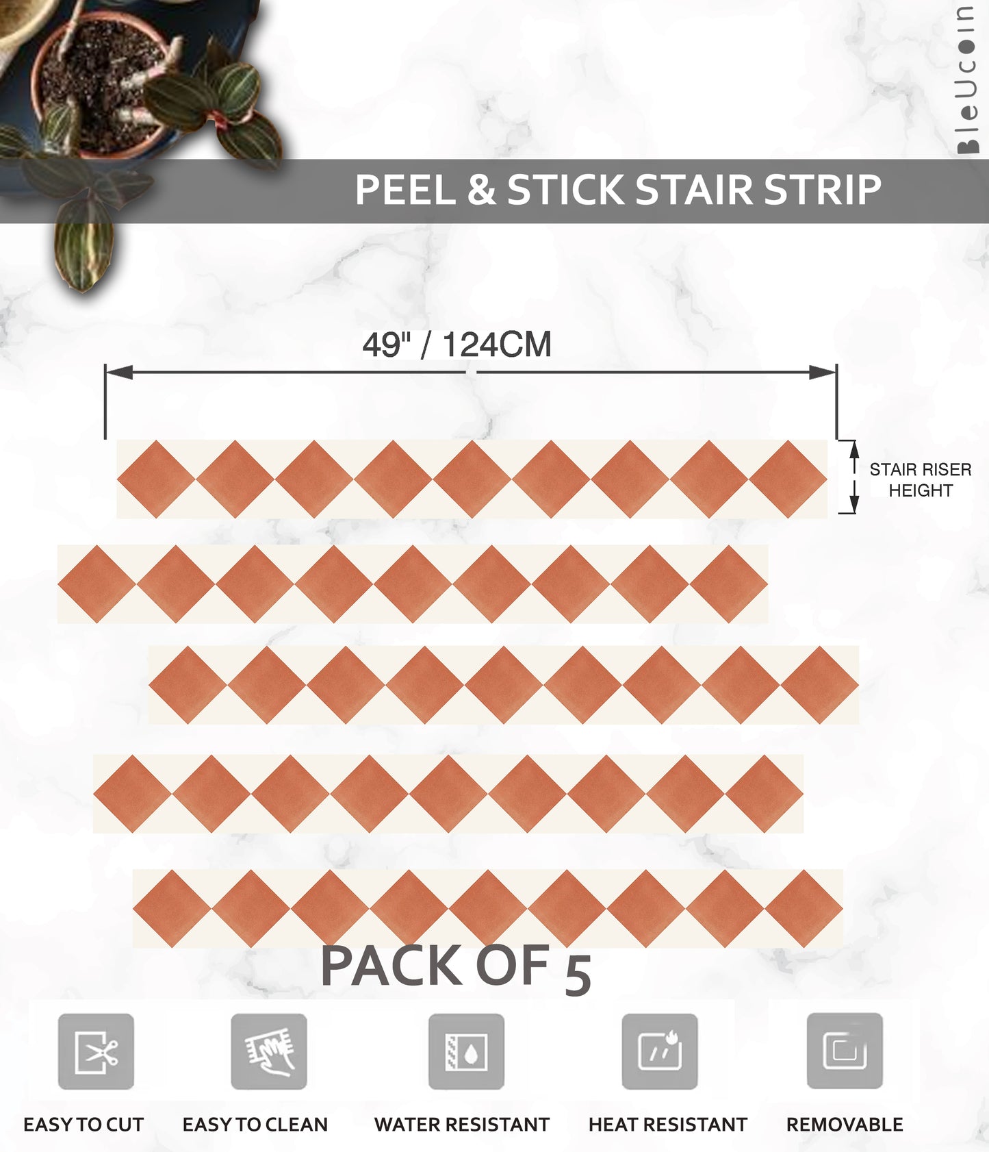 Rome Ginger Peel & Stick Anti-Slip Flooring