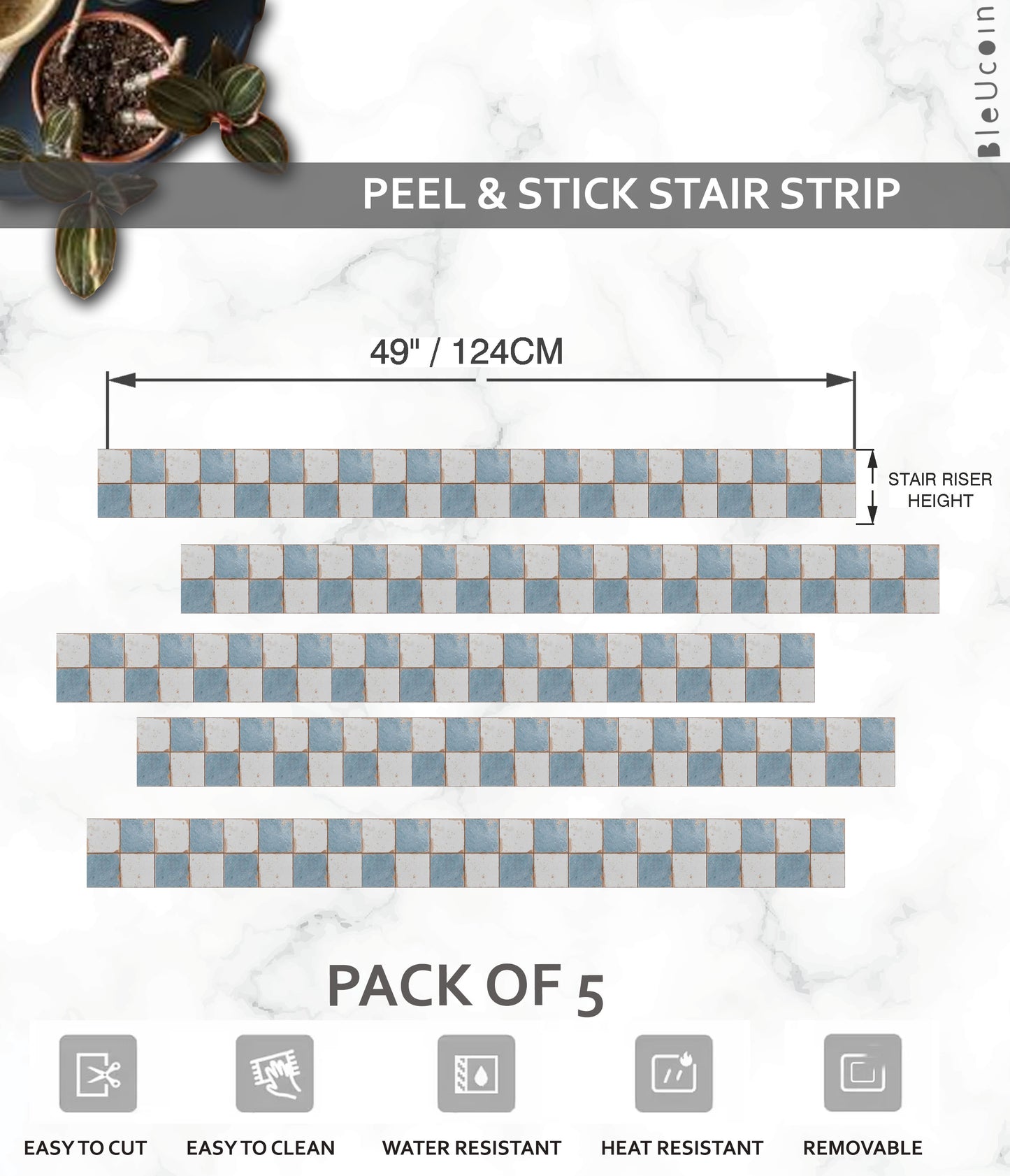 Vintage Weathered Ocean & Off-white Peel and Stair Strips