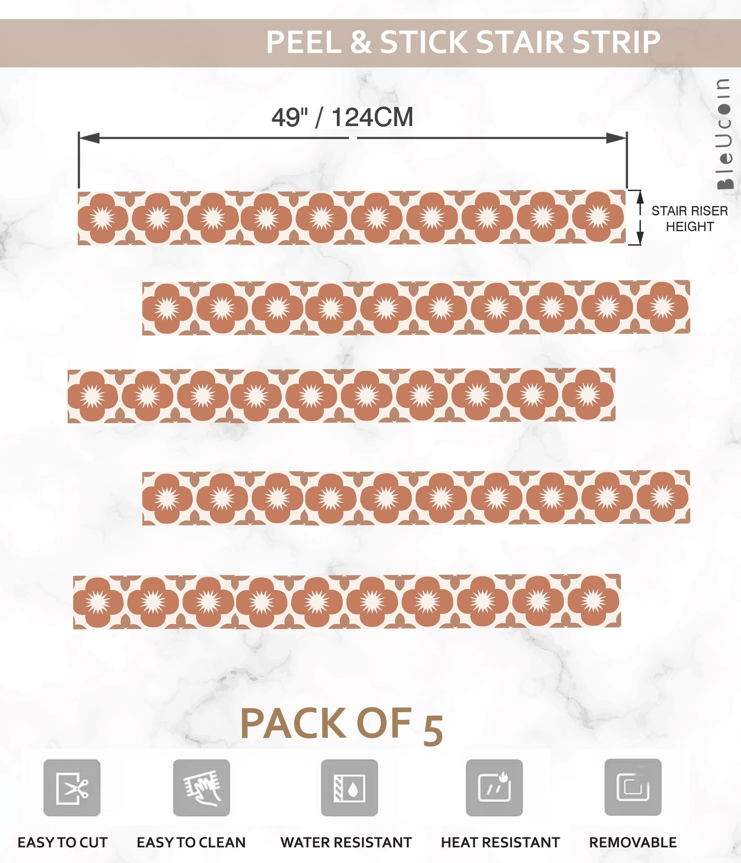 Sakura Terracotta Peel & Stick Stair Strips