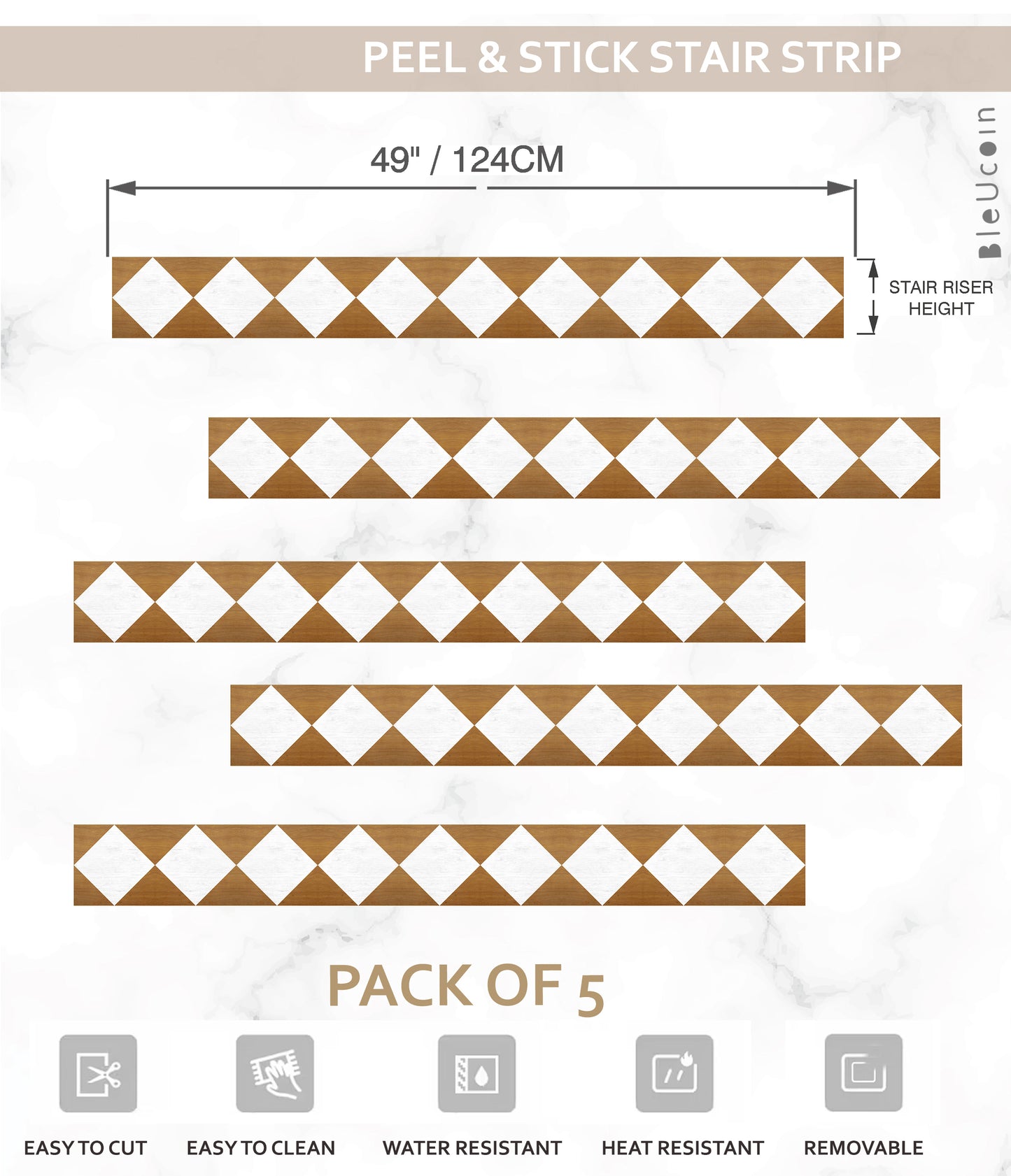 Diamond Tan Wood Stair Strips