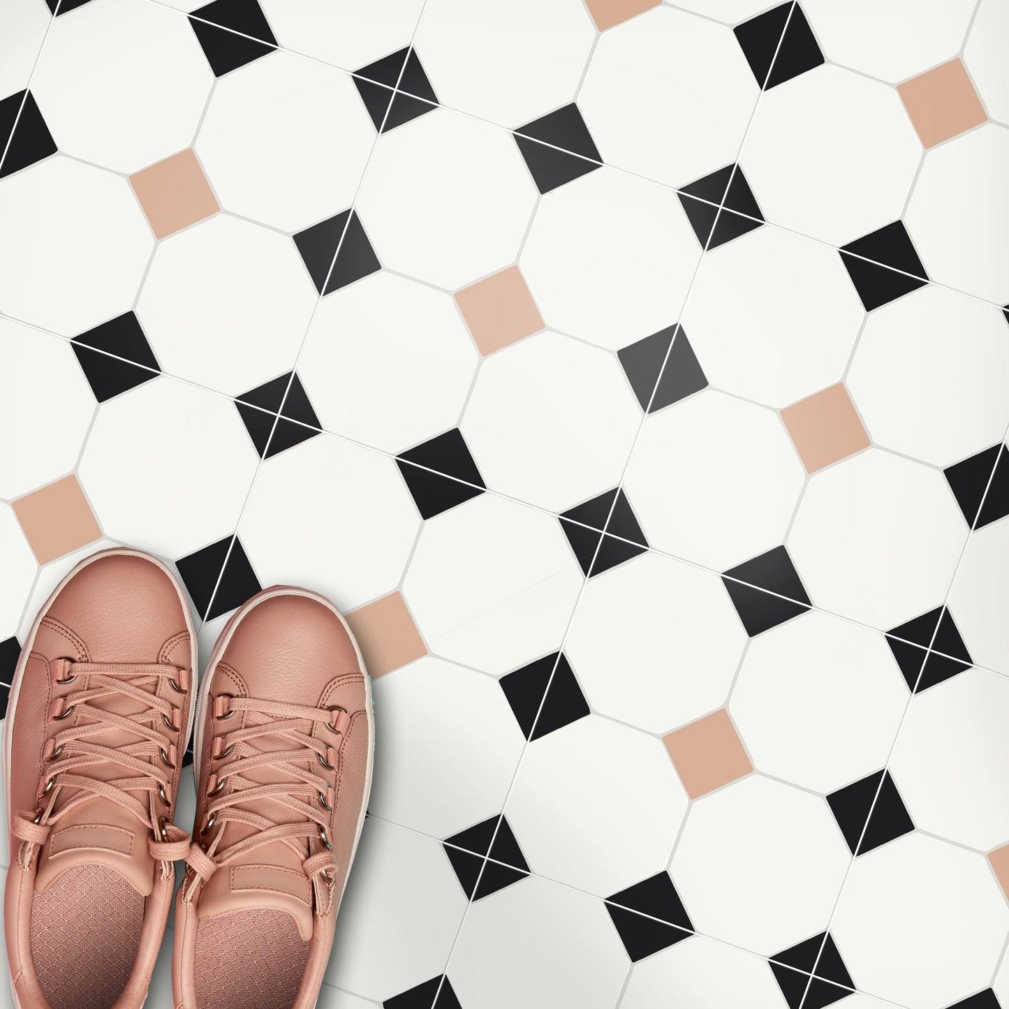 Warsaw Peach Premium Peel and Stick Floor Tile Stickers | Removable, Renter friendly with Anti-Slip finish in sturdy 520 microns