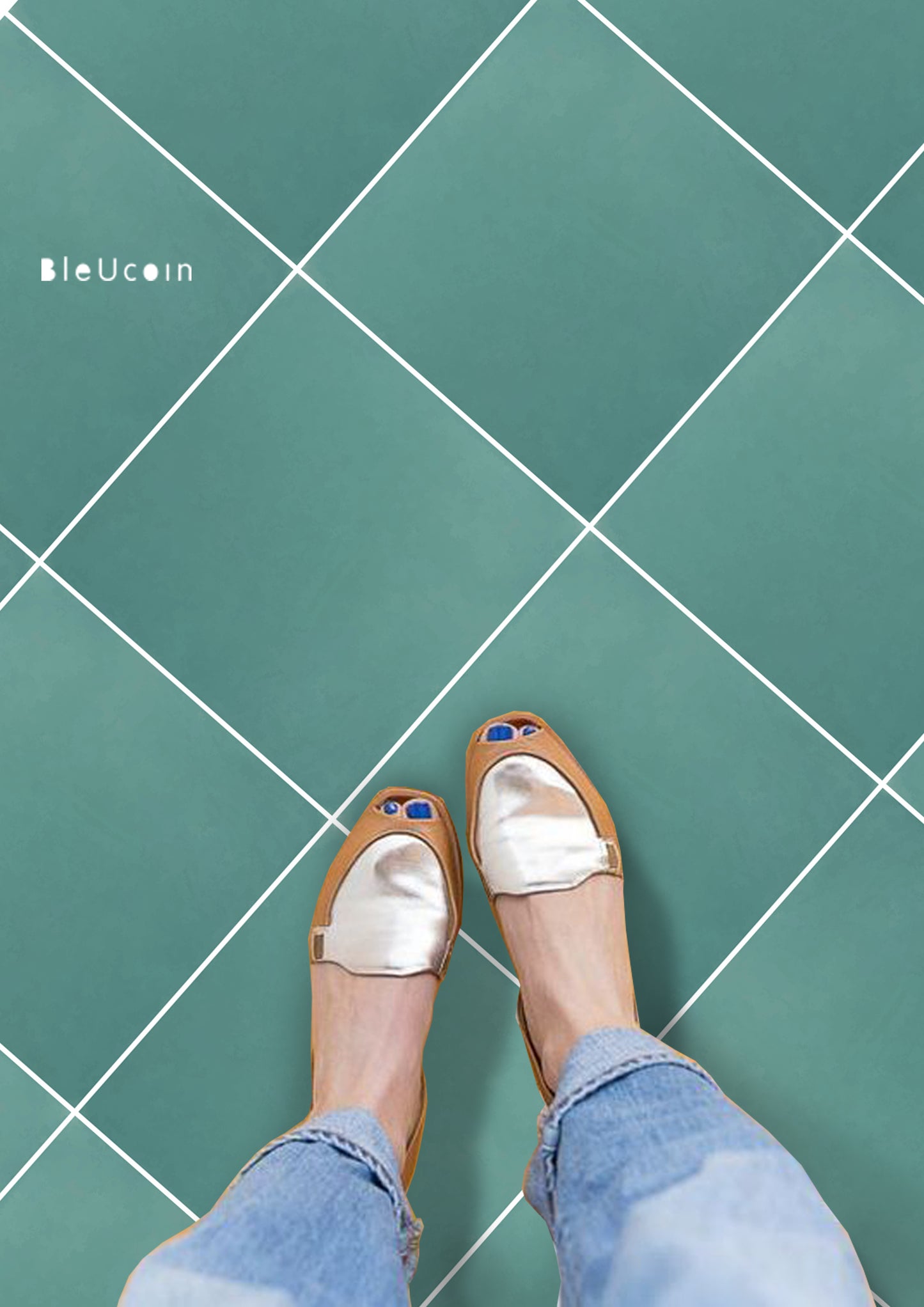 Preston Premium Peel and Stick Floor Tile Stickers | Removable, Renter friendly with Anti-Slip finish in sturdy 520 microns