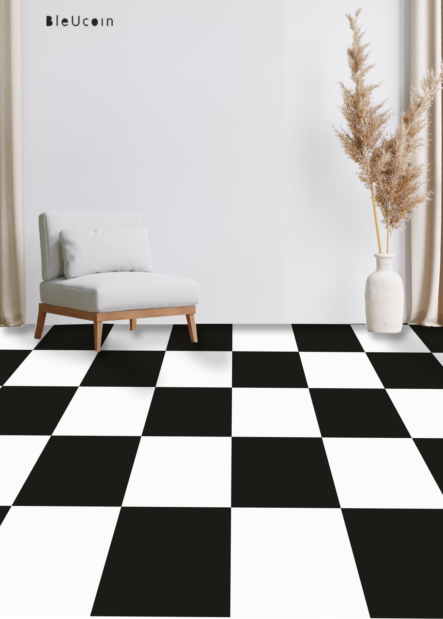 Black & White Checker Peel & Stick Anti-Slip Flooring