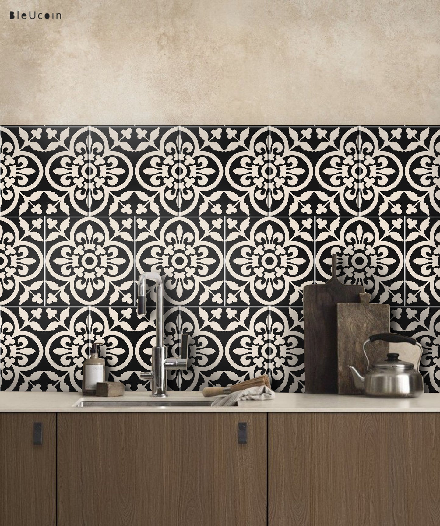 Staggered Encaustic Peel & Stick Tile