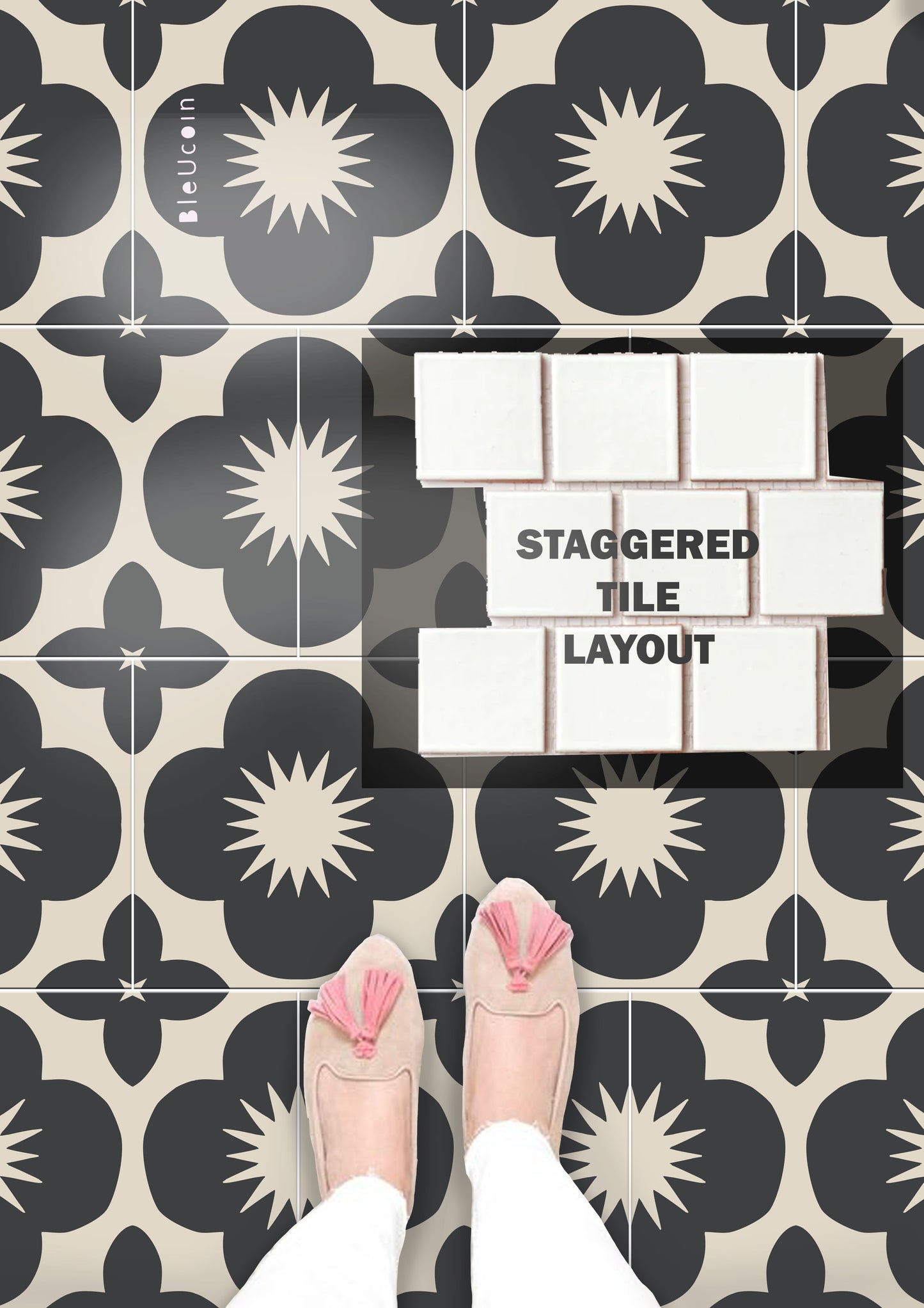 Staggered Sakura Peel & Stick Tile