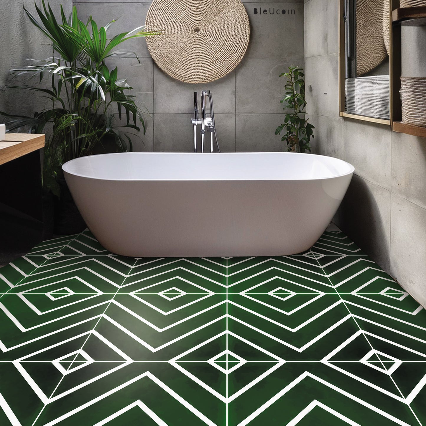 Athens Moss Premium Peel and Stick Floor Tile Stickers | Removable, Renter friendly with Anti-Slip finish in sturdy 520 microns