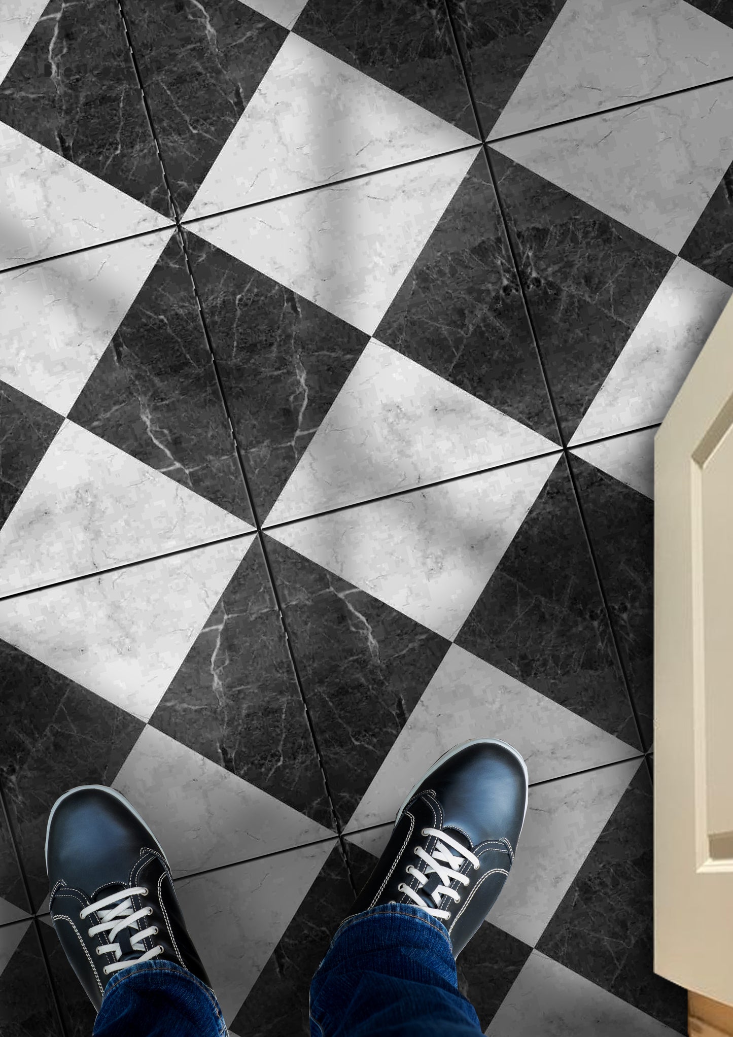 Terrassa Marble Premium Peel and Stick Floor Tile Stickers | Removable, Renter friendly with Anti-Slip finish in sturdy 520 microns