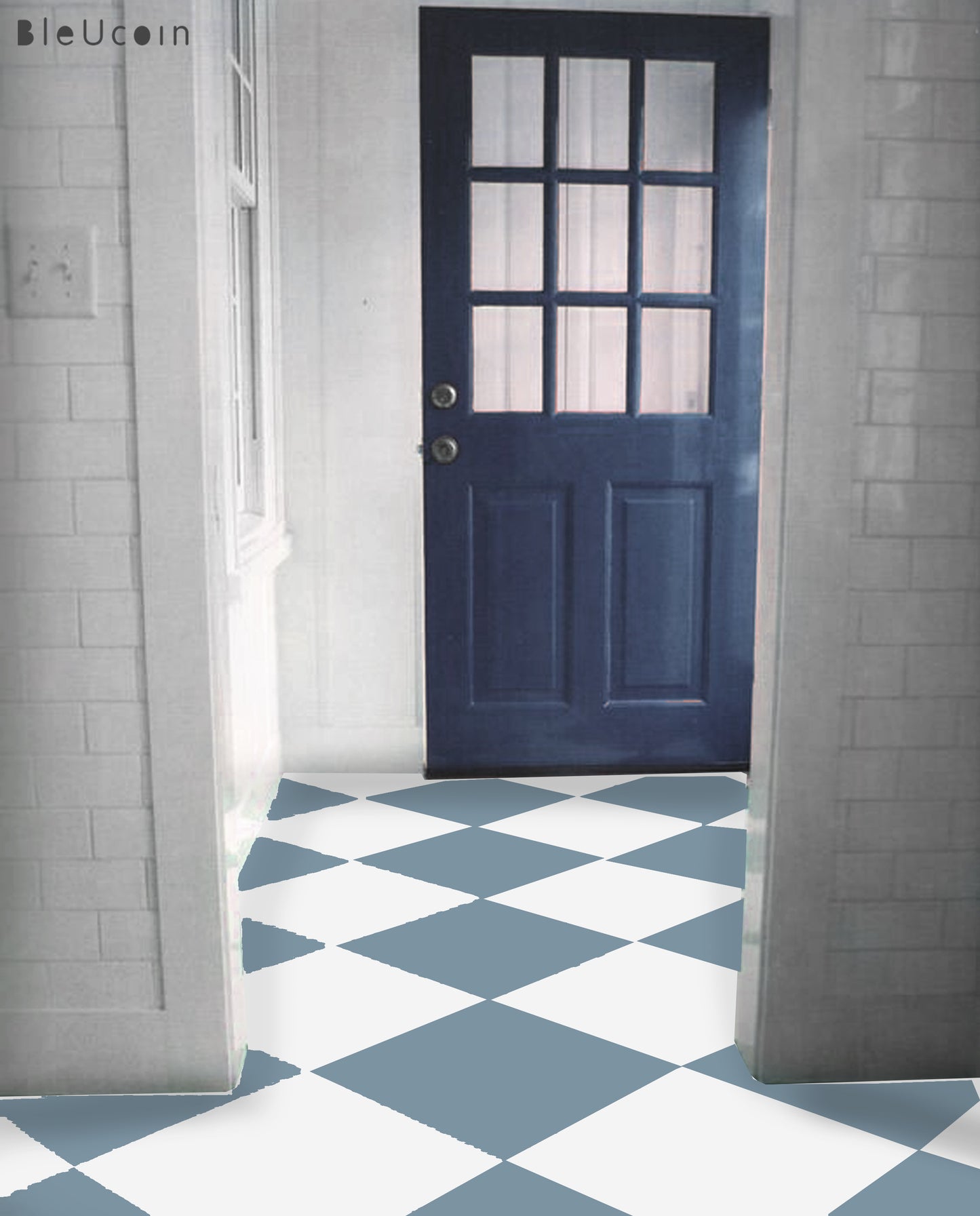 Ocean & Off White Checker Peel & Stick Tile
