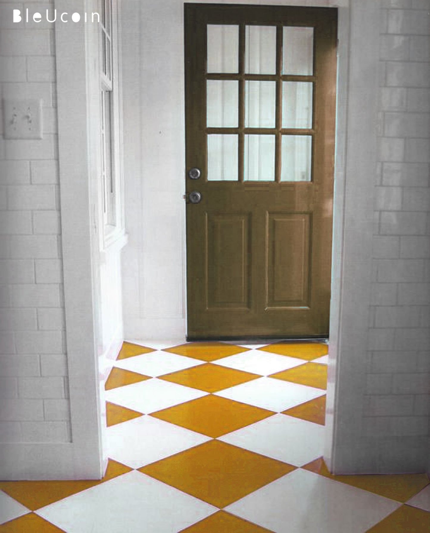 Sunrise & off- White Checker Peel & Stick Anti-Slip Flooring