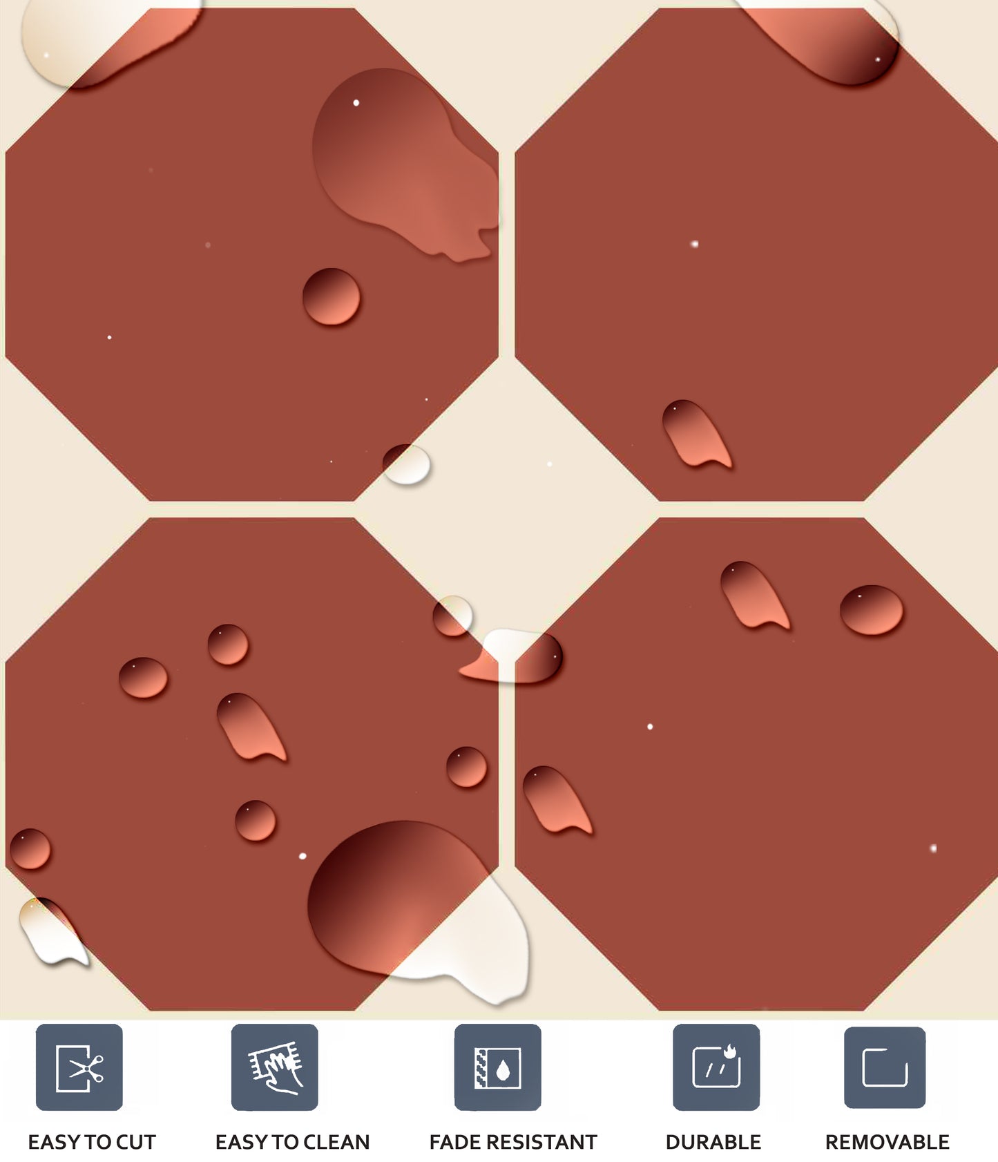 Chile Premium Peel and Stick Floor Tile Stickers | Removable, Renter friendly with Anti-Slip finish in sturdy 520 microns