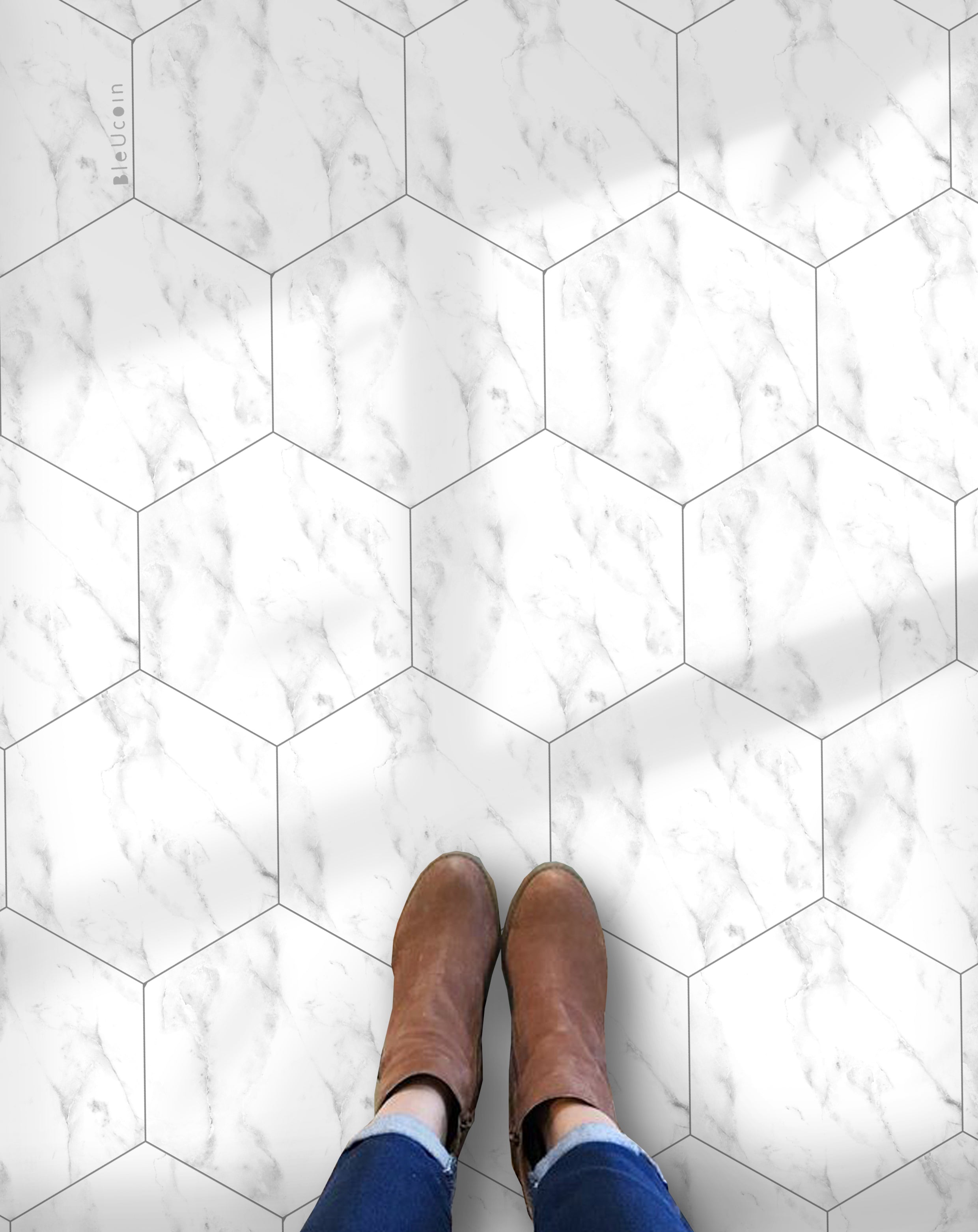 Hexagon Marble Peel & Stick Tile Decal – Bleucoin