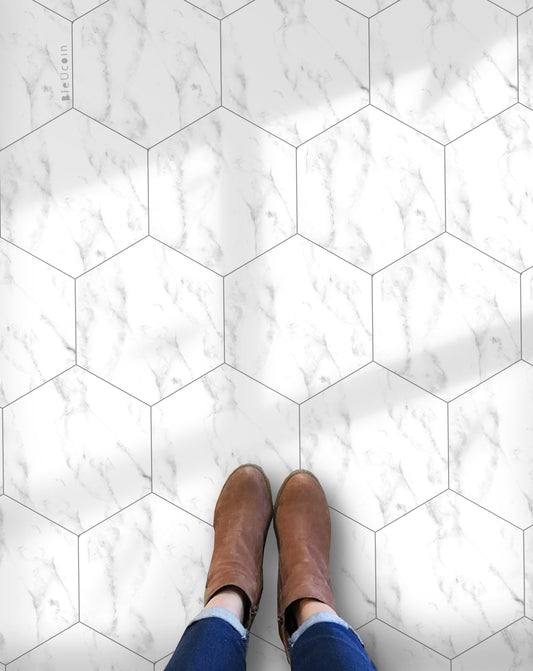 Hexagon Marble Peel & Stick Tile Decal