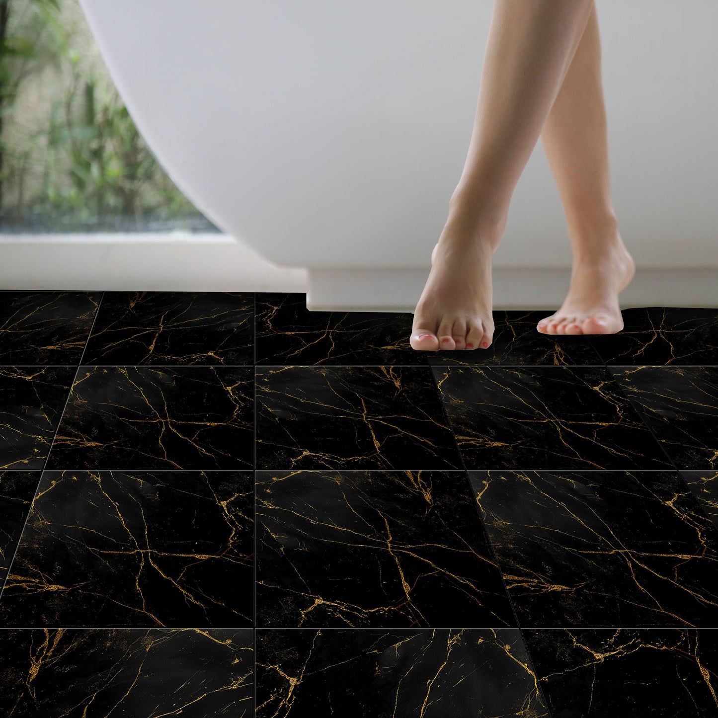 Black Gold Marble Peel & Stick Tile Decal