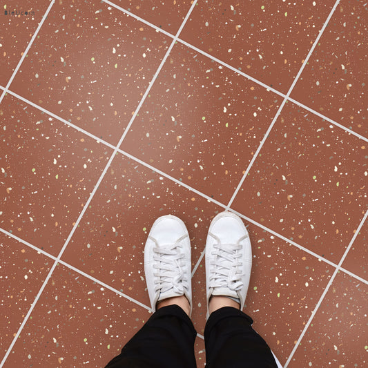 50% DISCOUNT - Terrazzo Terracotta  12.5" x 12.5" - 40 Pcs Anti Slip